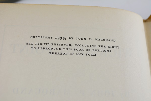 Collection of Hardcover Books By John P. Marquand
