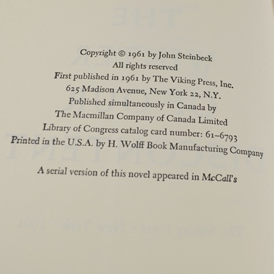 First Trade Edition "The Winter of Our Discontent"