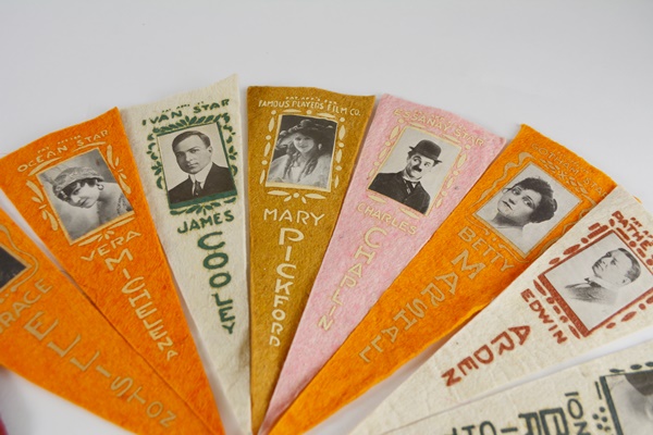 Vintage Silent Film Stars Felt Pennants