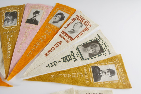 Vintage Silent Film Stars Felt Pennants