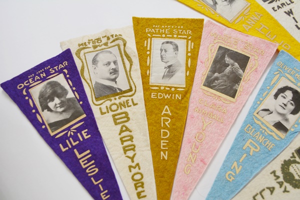 Vintage Silent Film Stars Felt Pennants