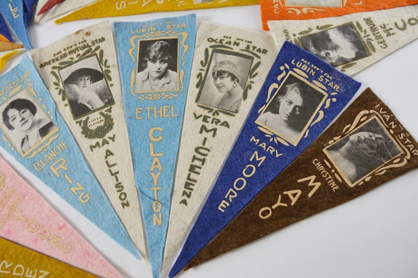 Vintage Silent Film Stars Felt Pennants