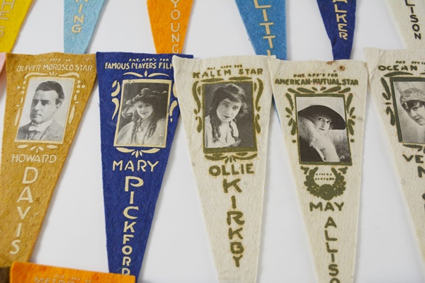 Vintage Silent Film Stars Felt Pennants