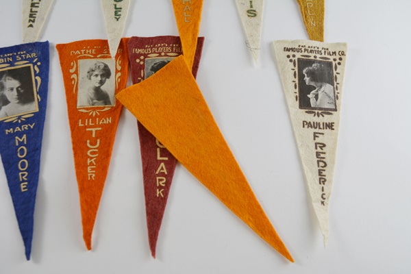 Vintage Silent Film Stars Felt Pennants