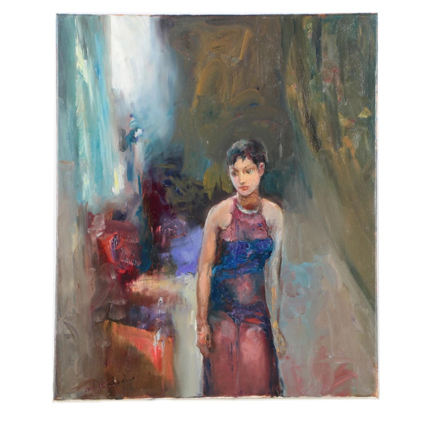 Murat Kaboulov Acrylic on Canvas Portrait of a Woman