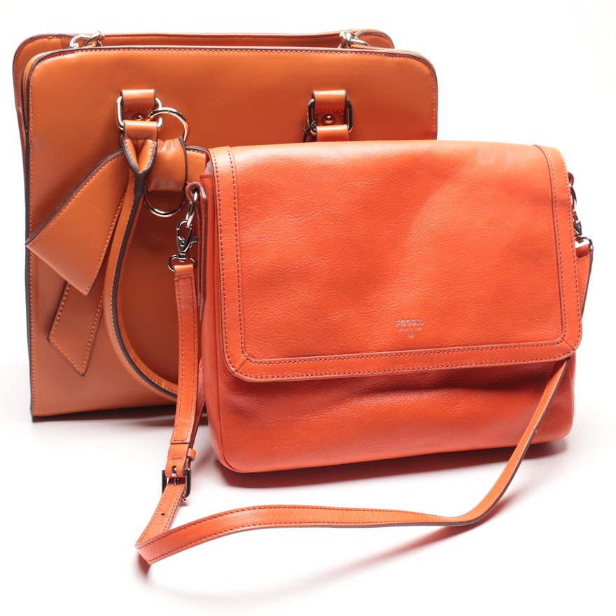 Pair of Handbags Featuring Fossil