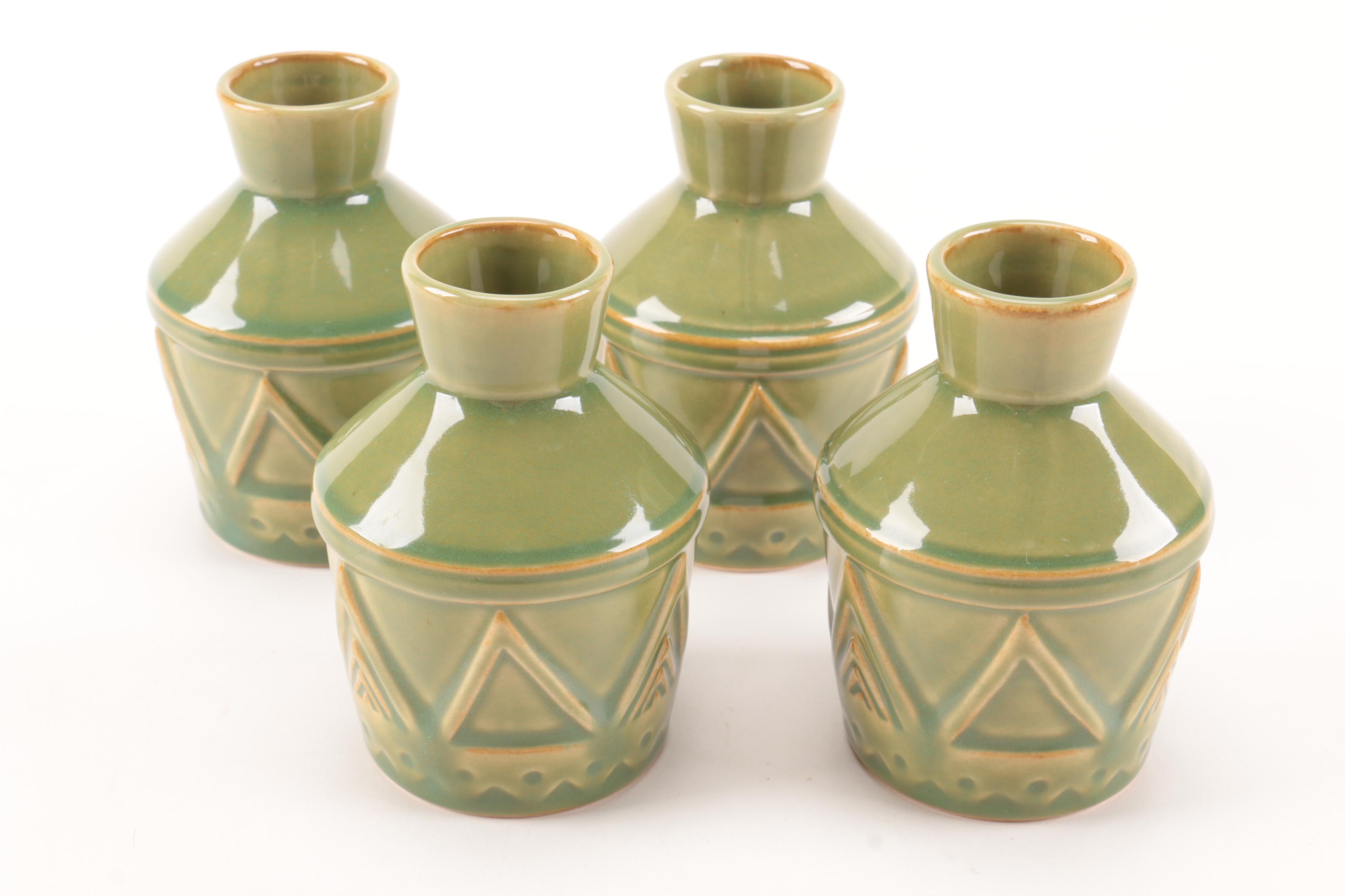 Assorted Asian Style Ceramic Vases Featuring Vintage Anaware Pottery
