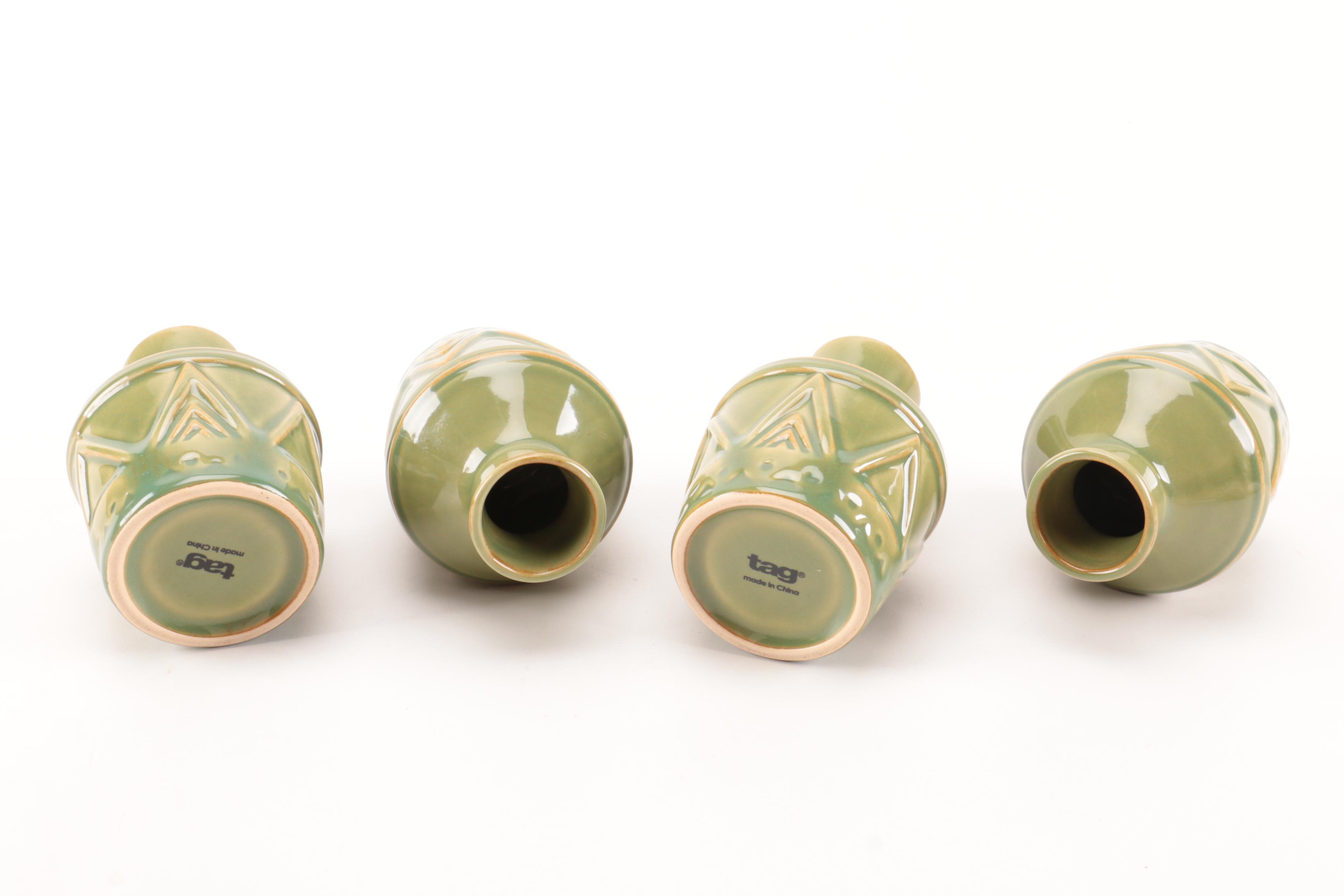 Assorted Asian Style Ceramic Vases Featuring Vintage Anaware Pottery