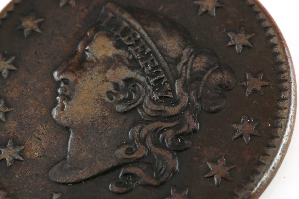 1834 Small 8 Large Stars Coronet Head Cent
