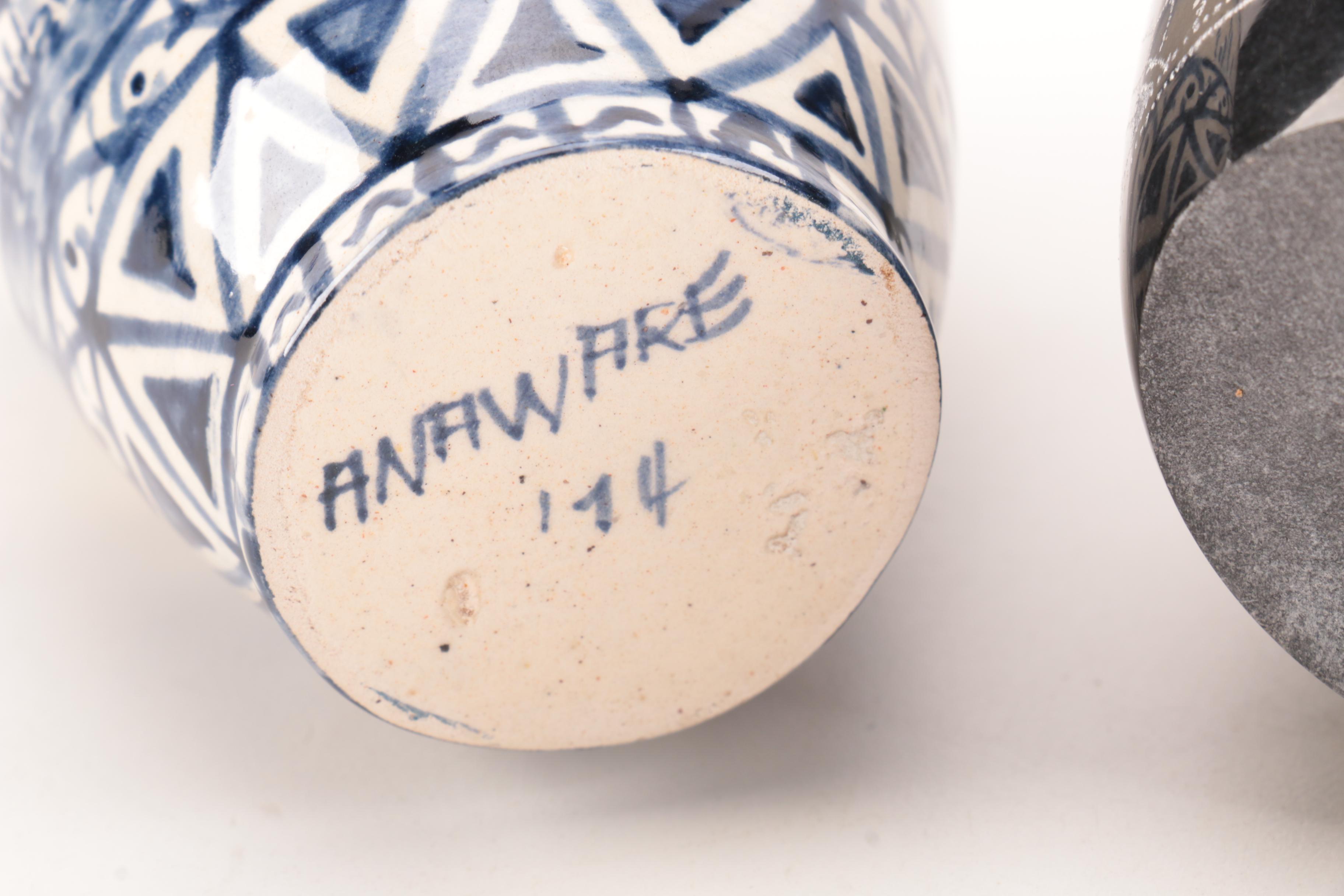 Assorted Asian Style Ceramic Vases Featuring Vintage Anaware Pottery