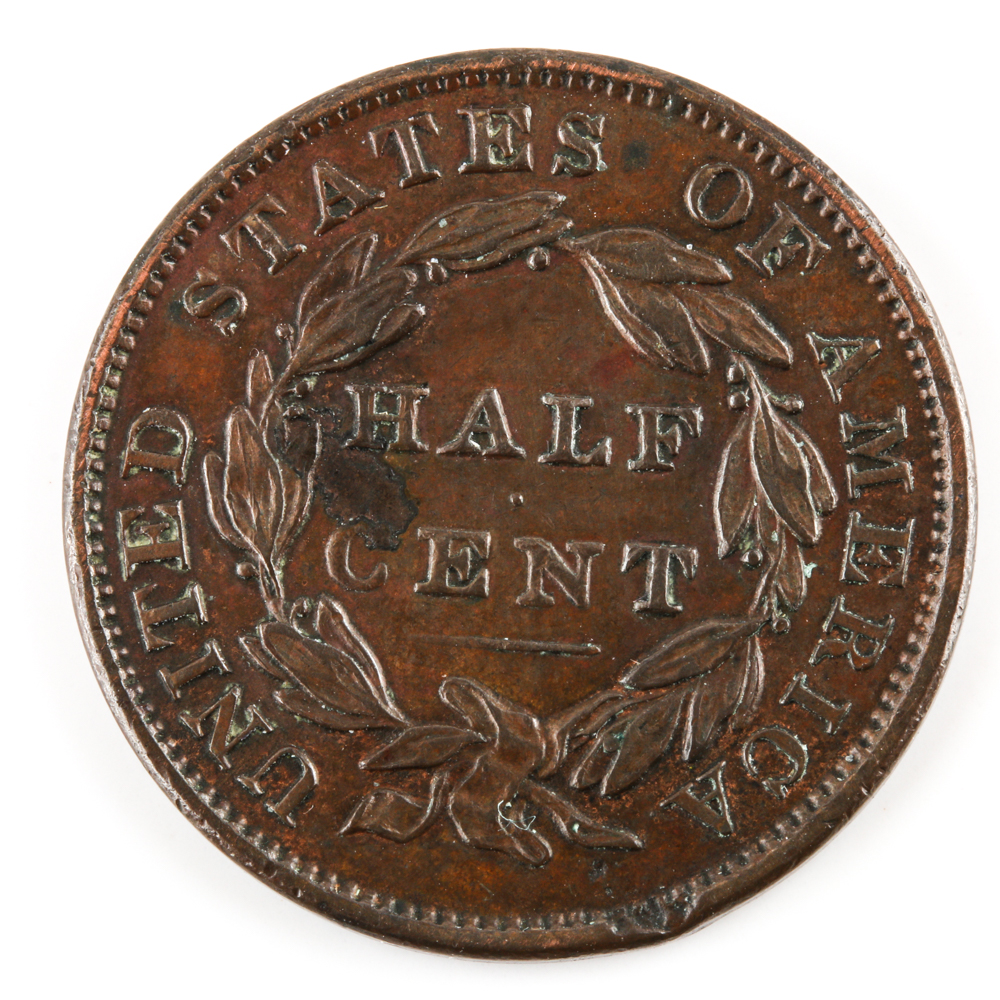 1834 Coronet Head Half Cent