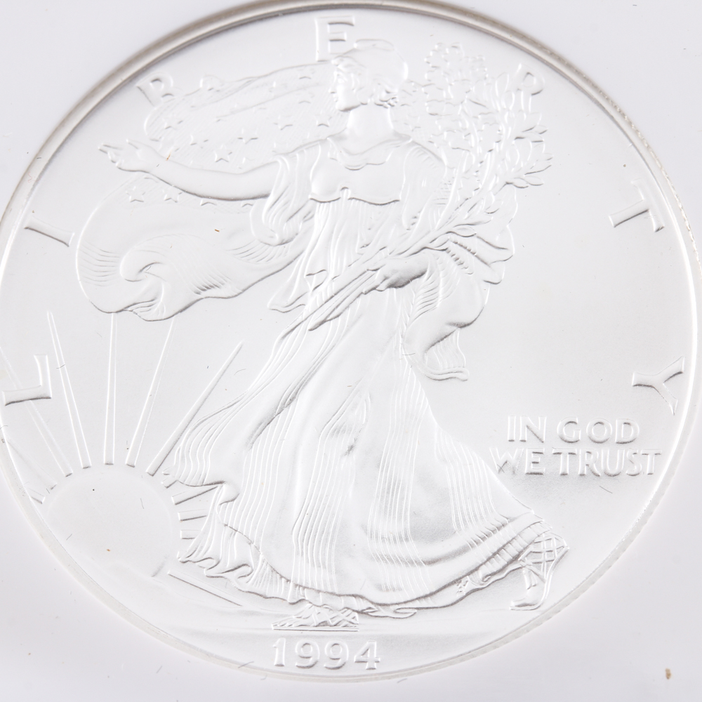 Graded MS 69 (by NGC) 1994 Silver Eagle Dollar