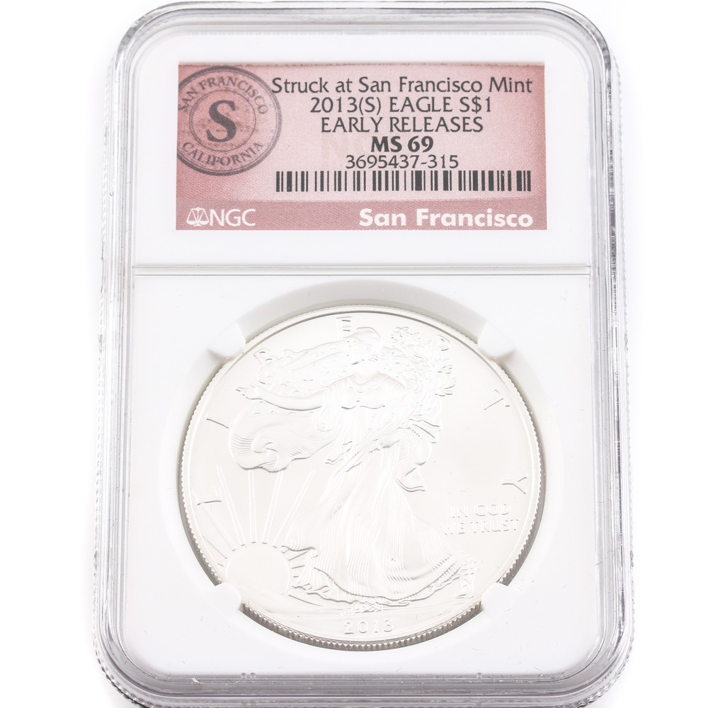 Graded MS 69 (by NGC) Early Release 2013 Silver Eagle Dollar