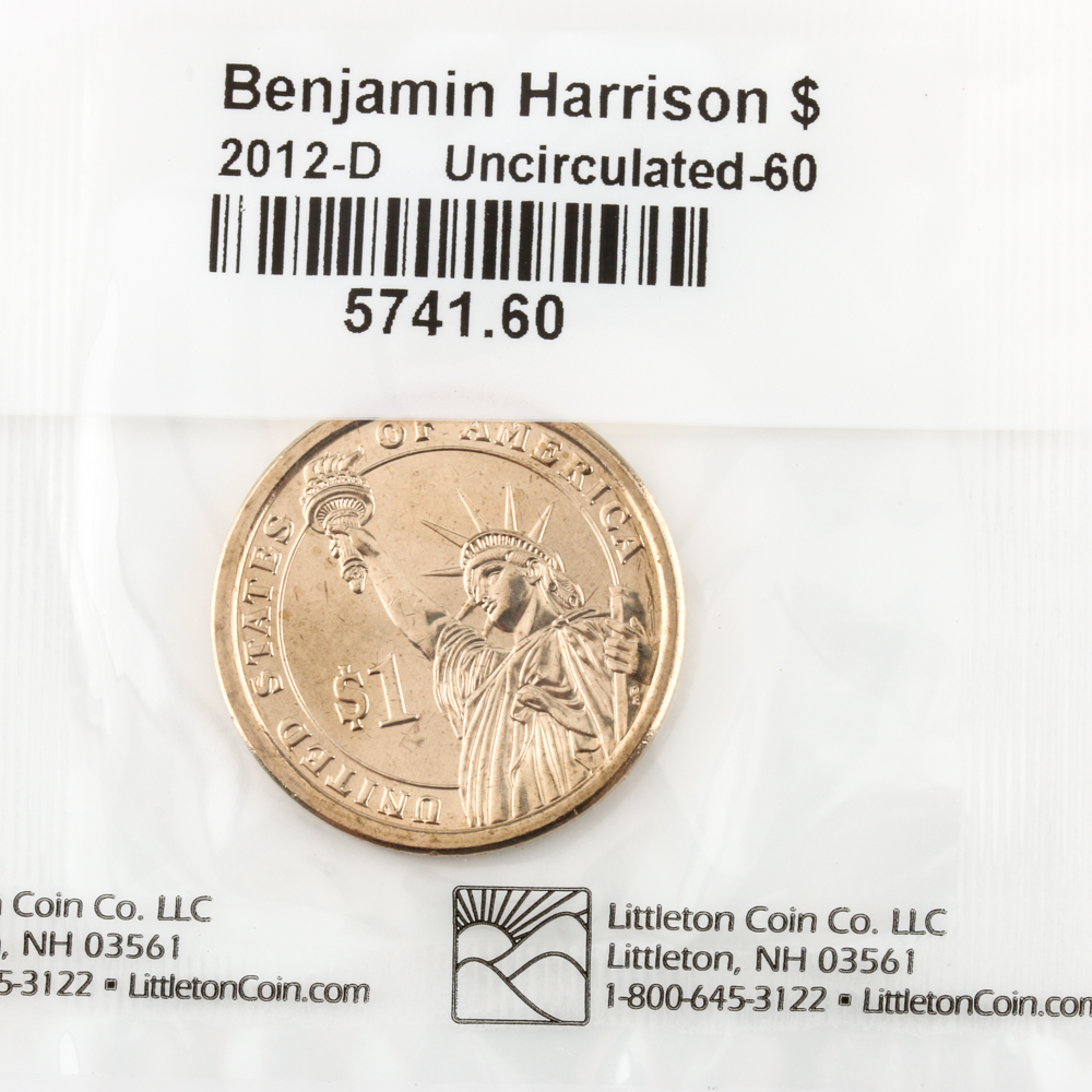 Collection of (4) Uncirculated 2012 Presidential Dollars and an Uncirculated 2015 Native American Dollar Coin