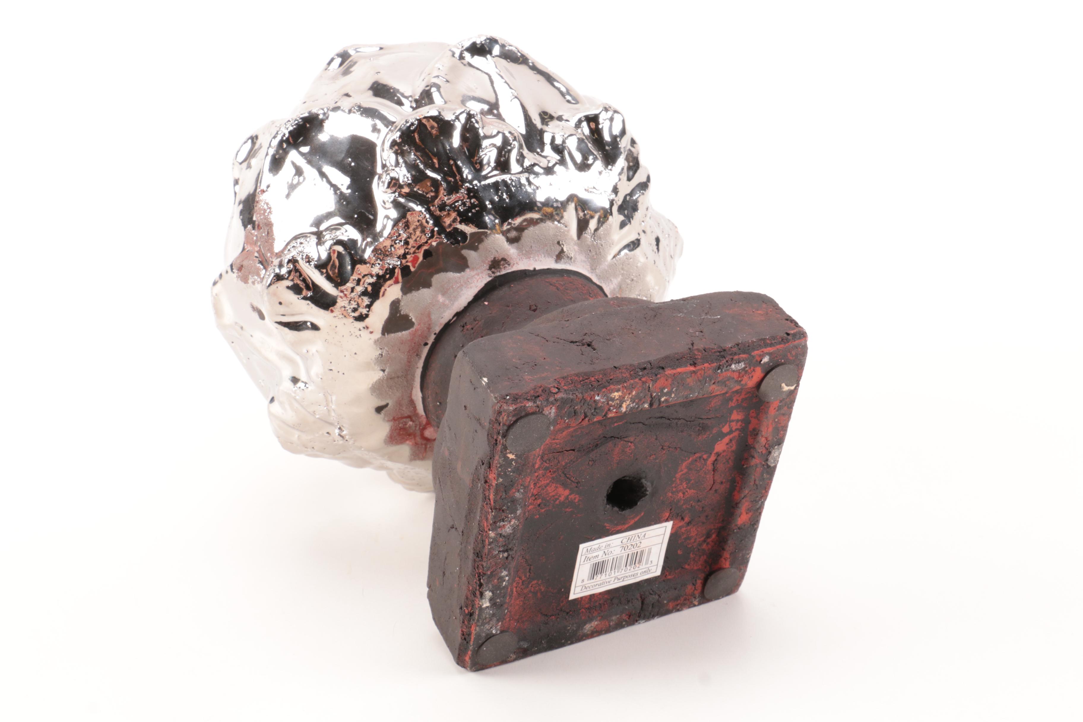 Silver and Gold Tone Decorative Floral Statues