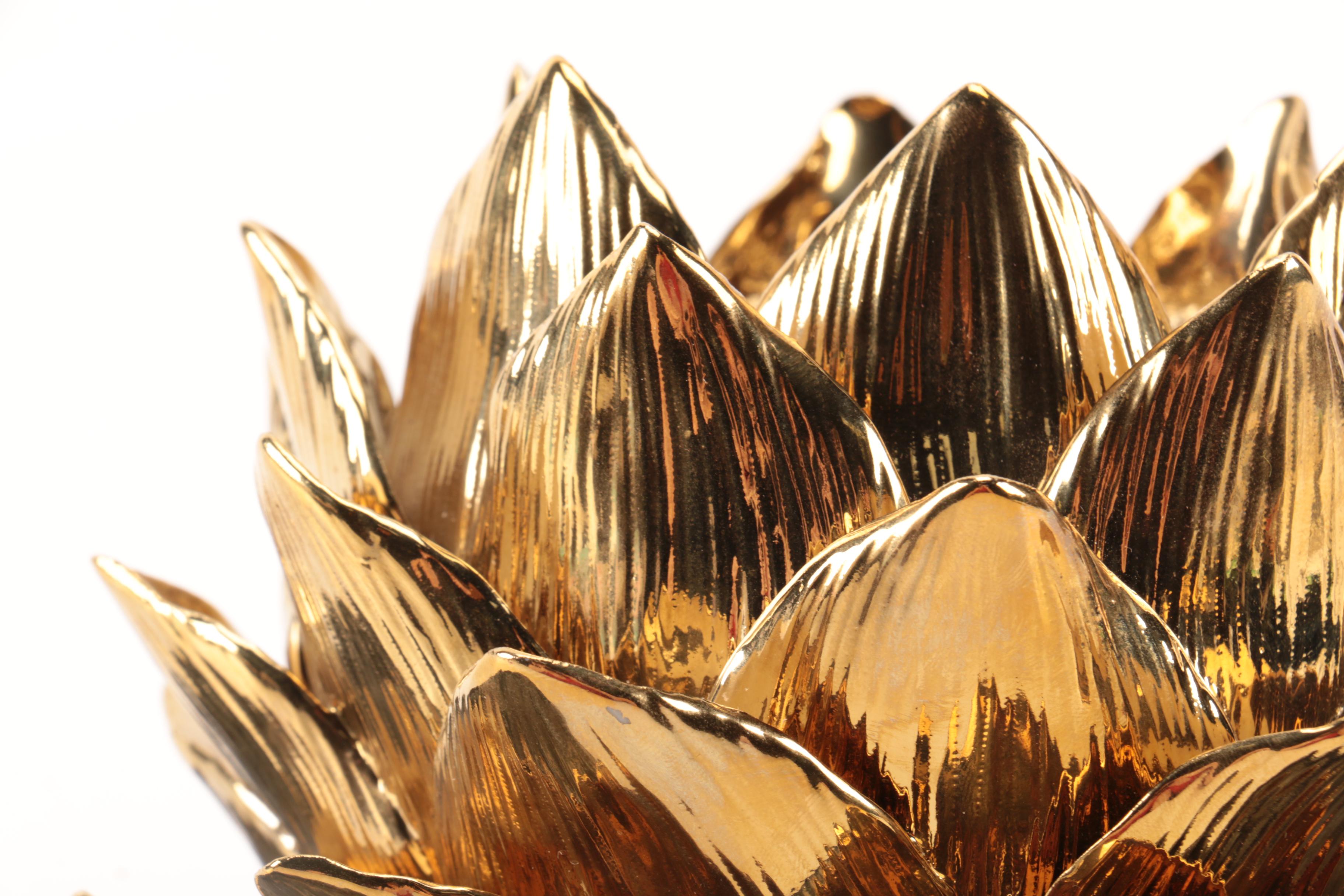 Silver and Gold Tone Decorative Floral Statues