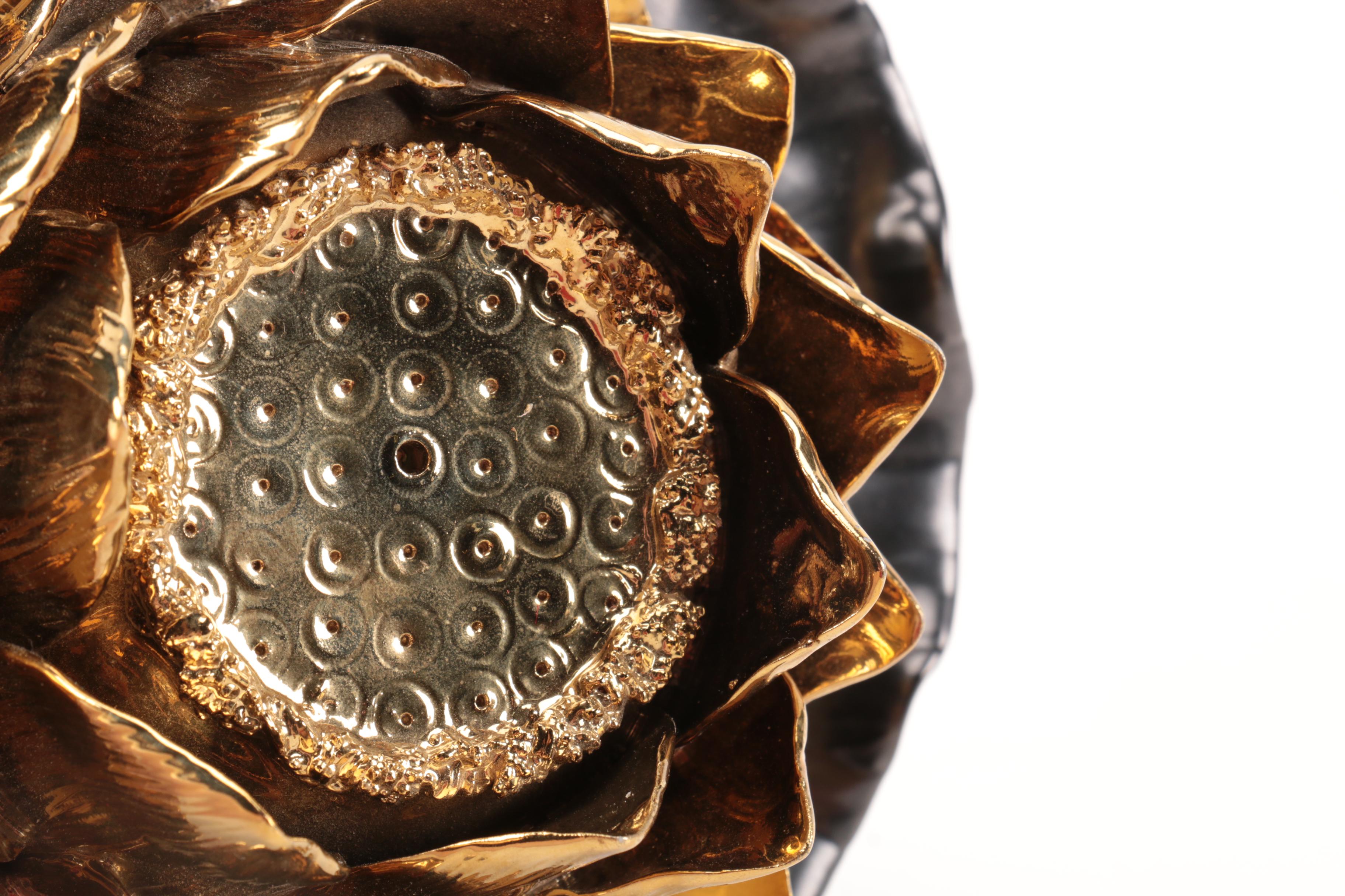 Silver and Gold Tone Decorative Floral Statues