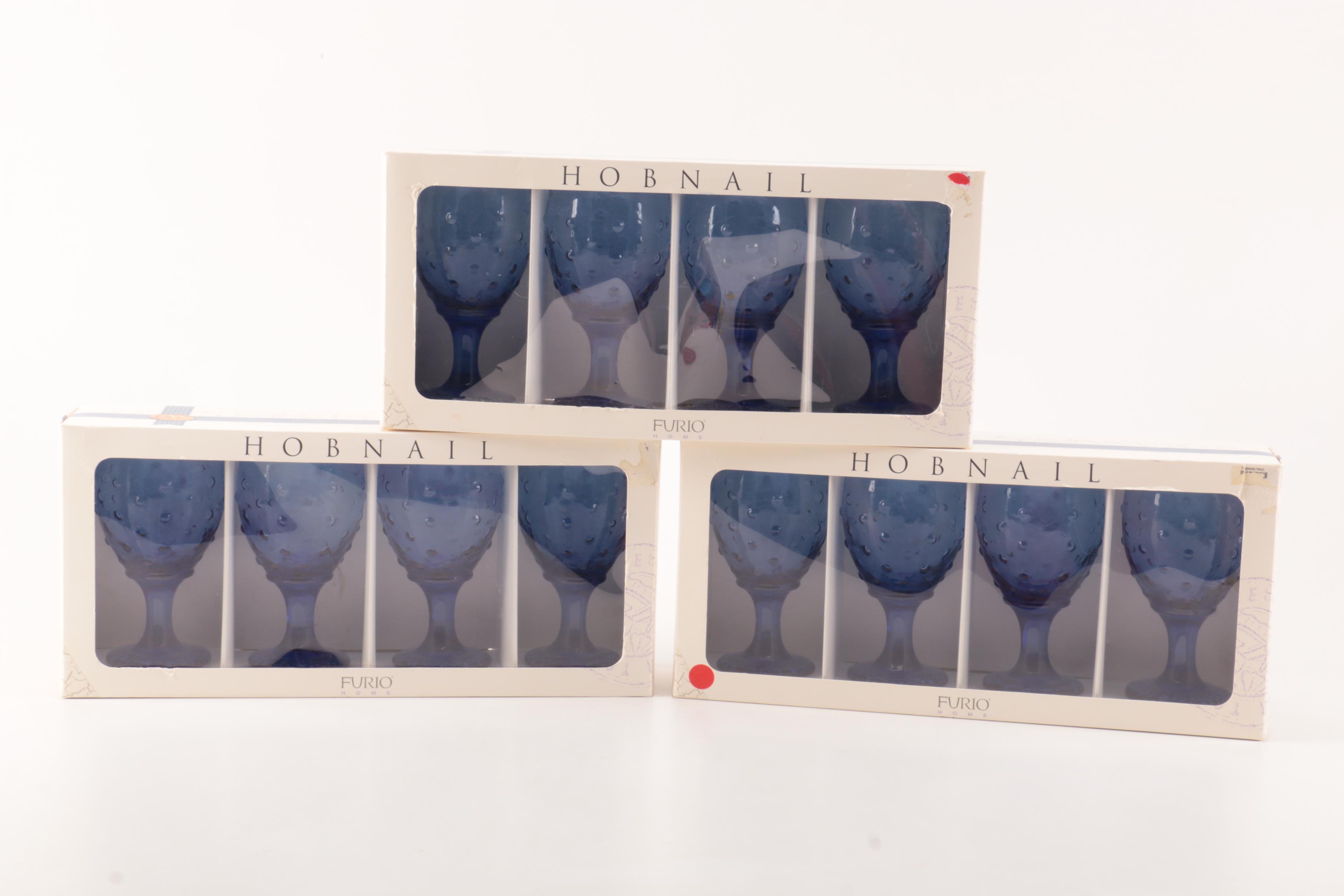 "Hobnail Mediterranean Blue" Goblets by Furio Home