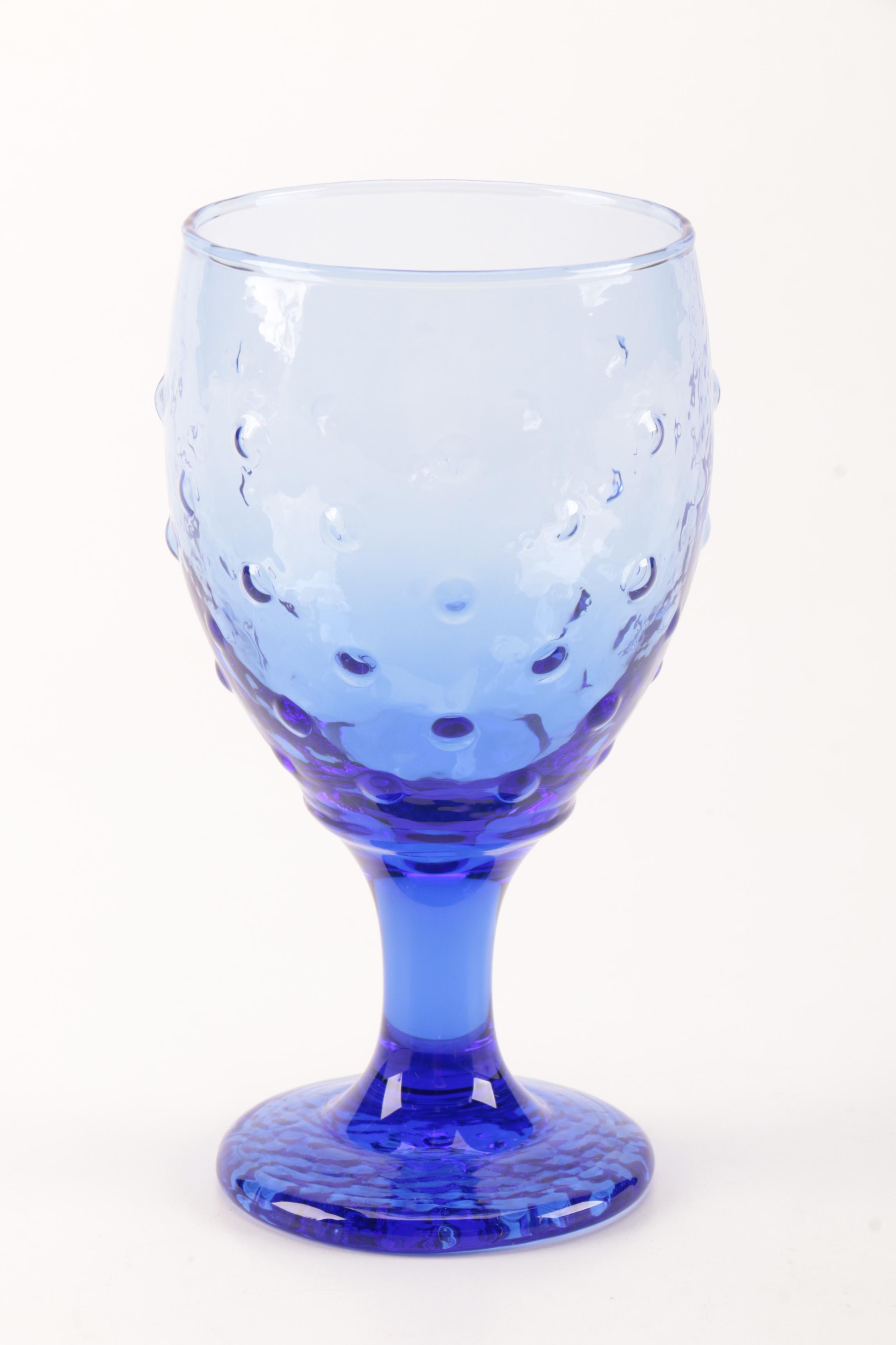 "Hobnail Mediterranean Blue" Goblets by Furio Home