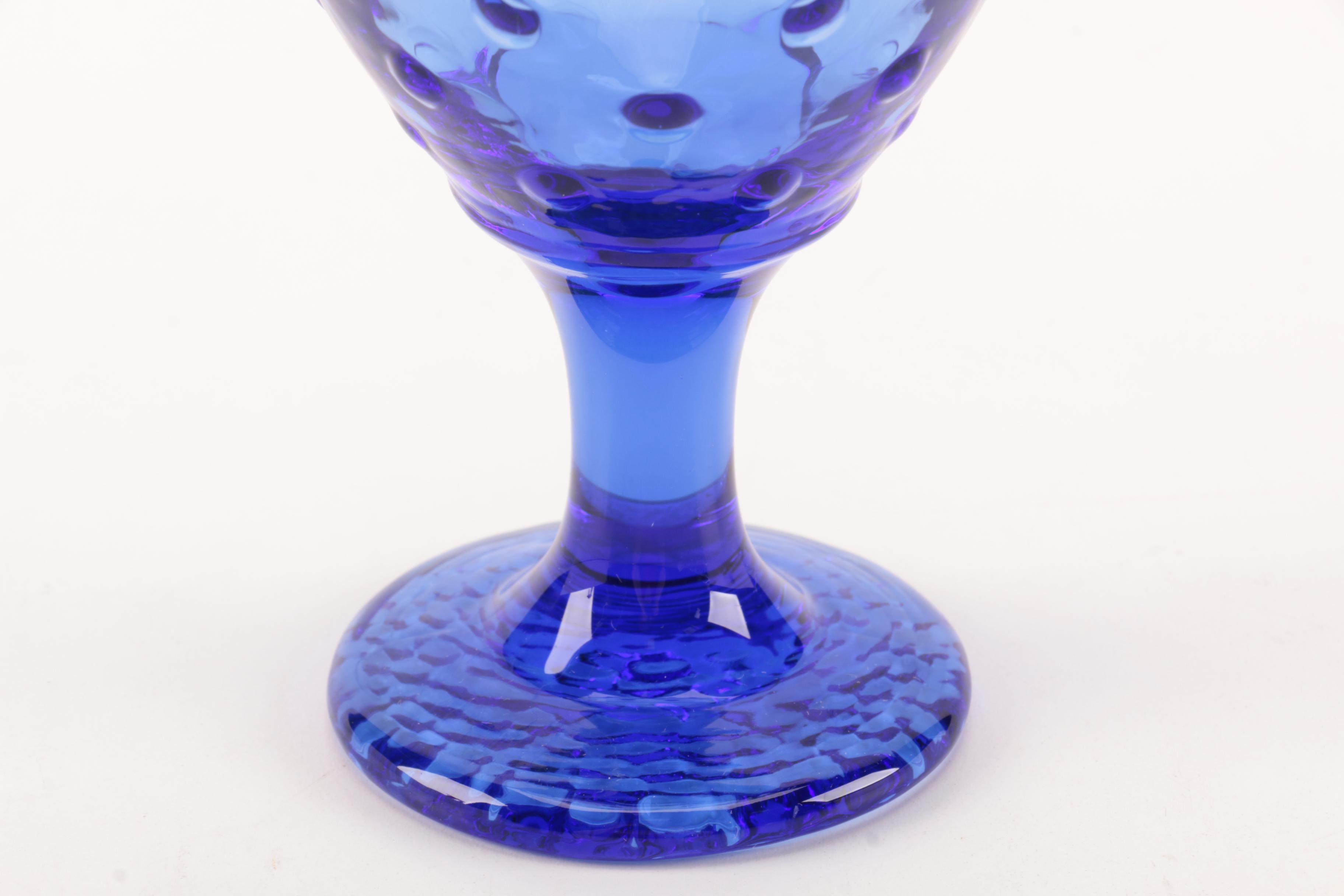 "Hobnail Mediterranean Blue" Goblets by Furio Home