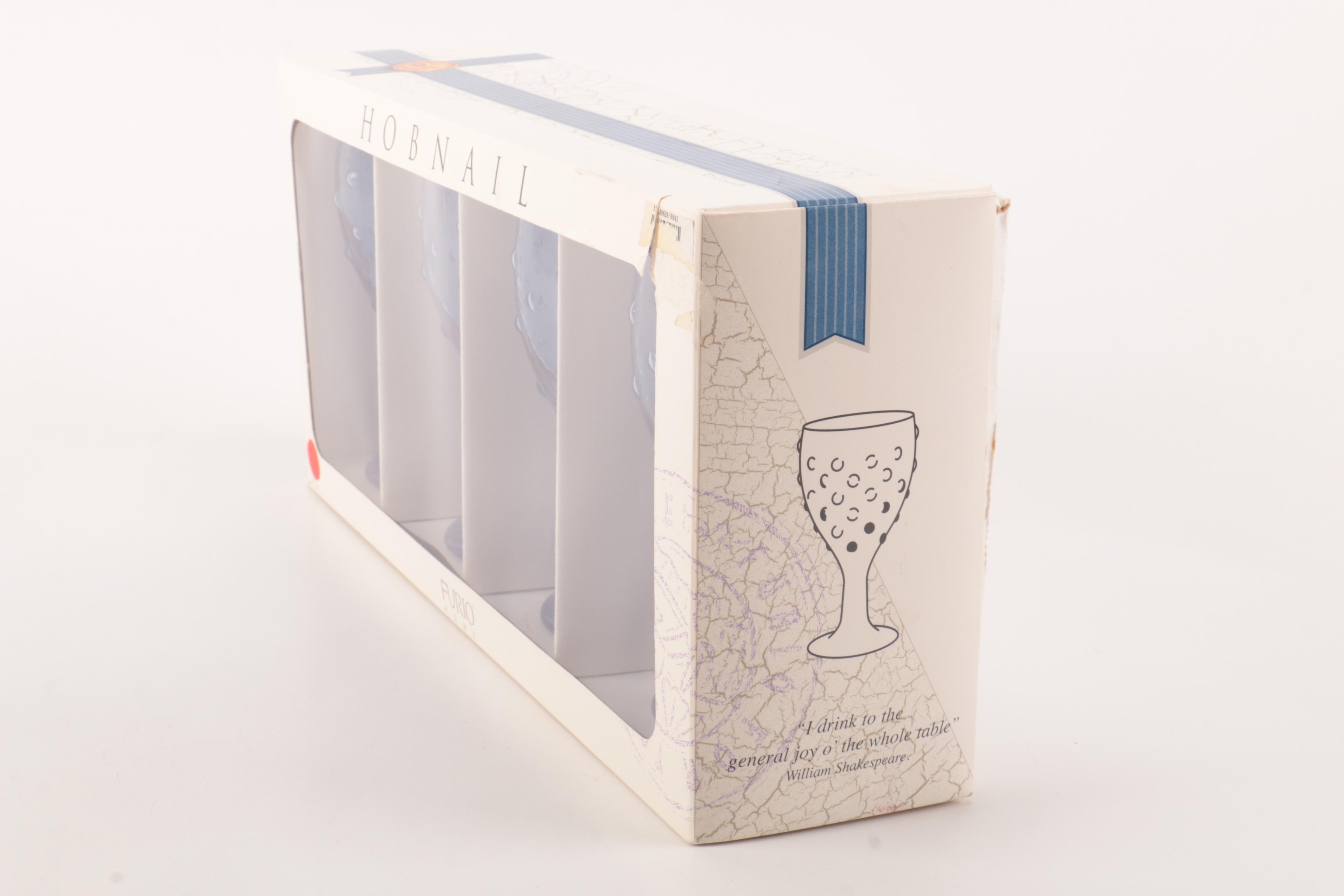 "Hobnail Mediterranean Blue" Goblets by Furio Home