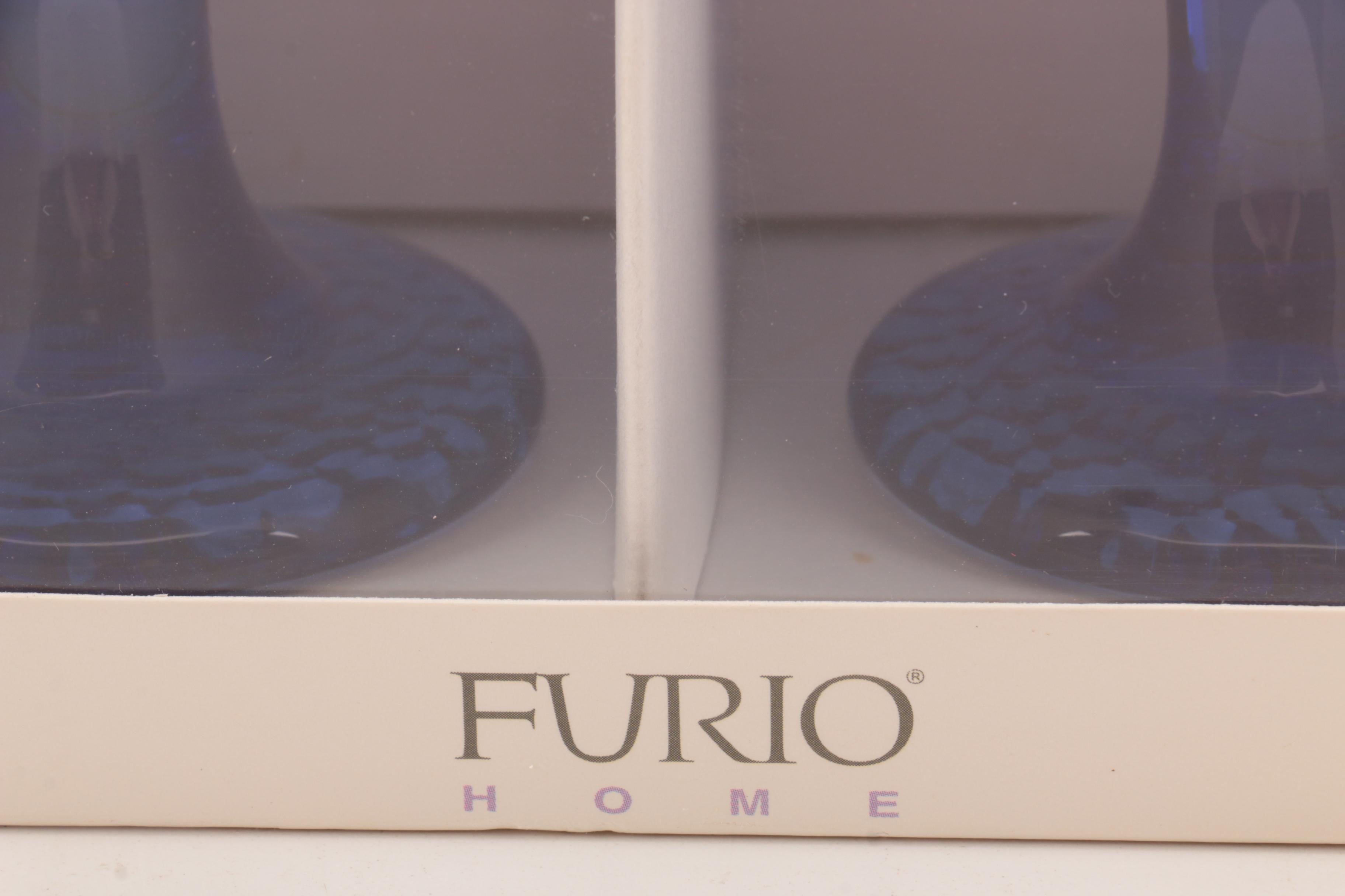 "Hobnail Mediterranean Blue" Goblets by Furio Home