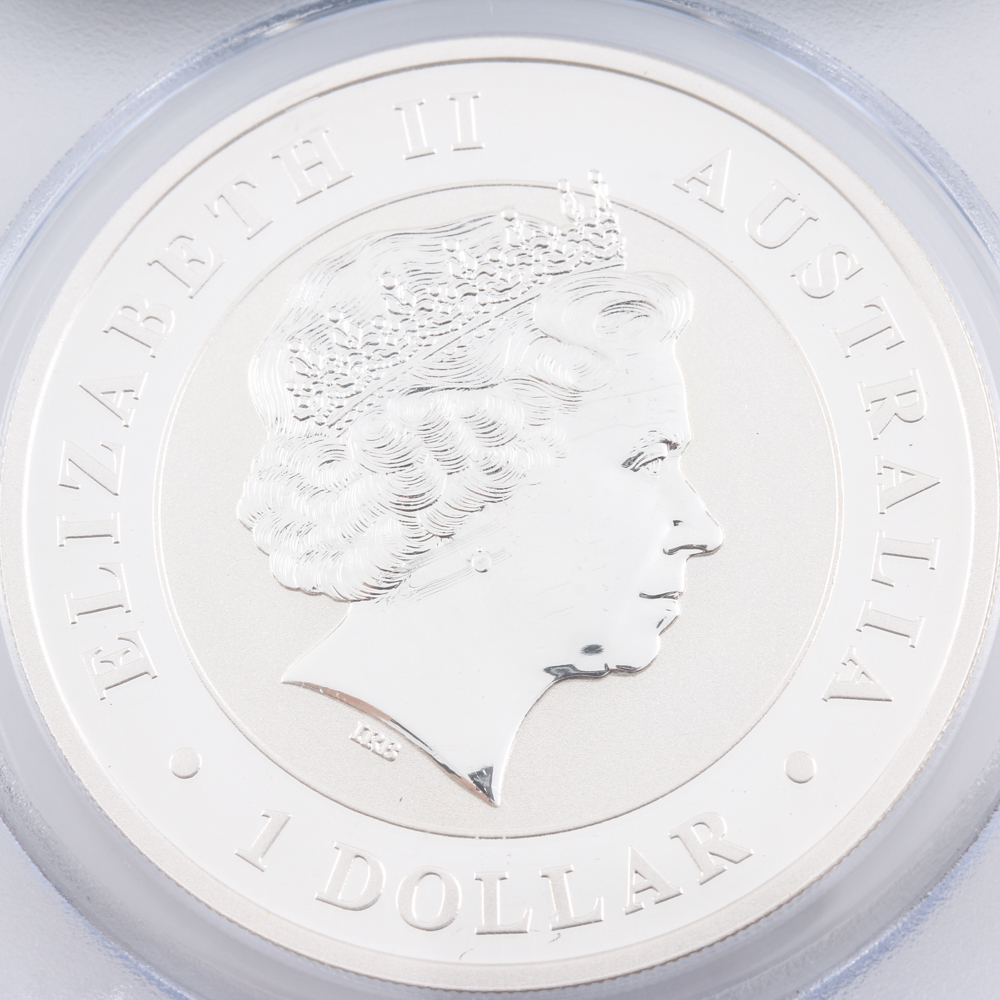 Graded MS 69 (by PCGS) 2013-P Australian Silver Bullion Kookaburra $1 Coin