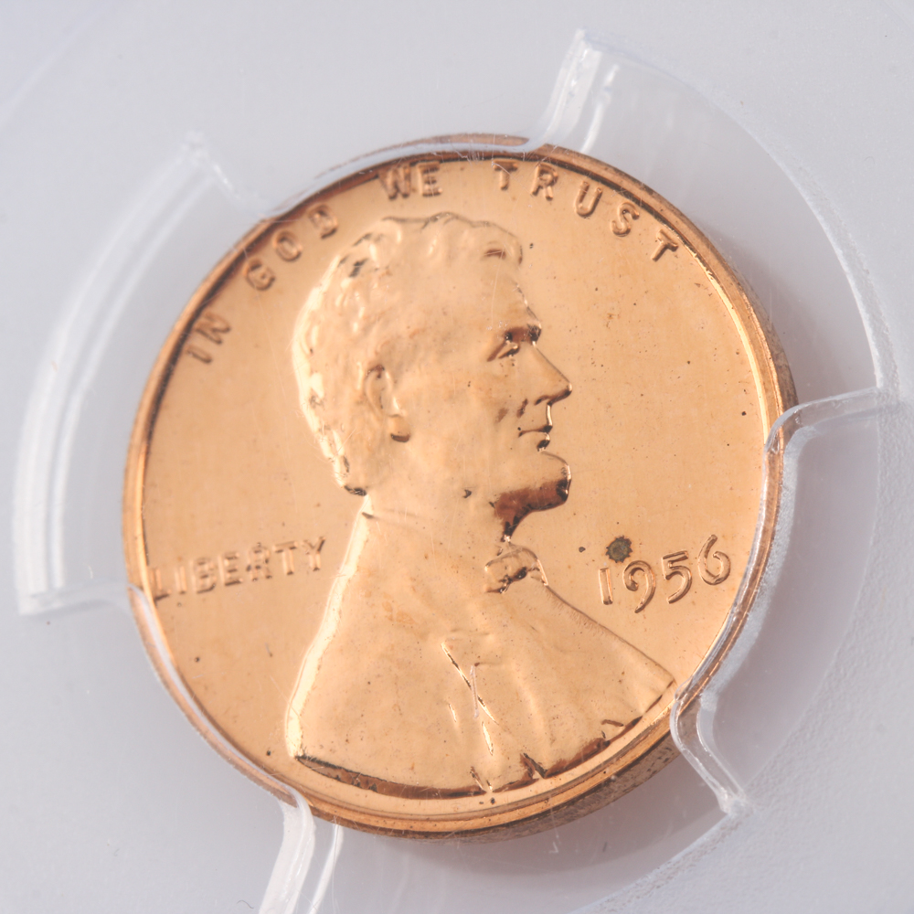 Graded PR 65 RD (by PCGS) 1956 Lincoln Wheat Cent Proof