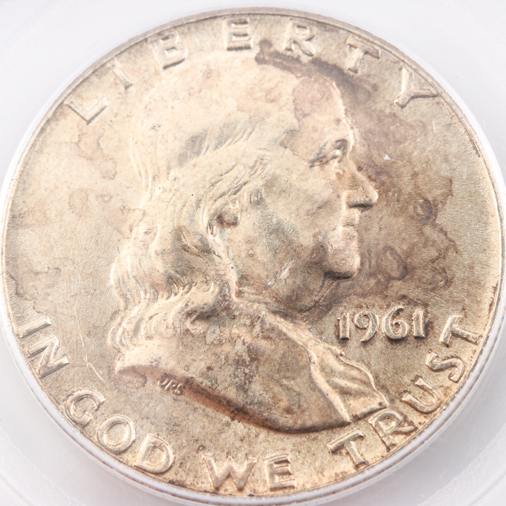 Graded MS 62 FBL (by PCGS) Silver 1961 Franklin Half Dollar