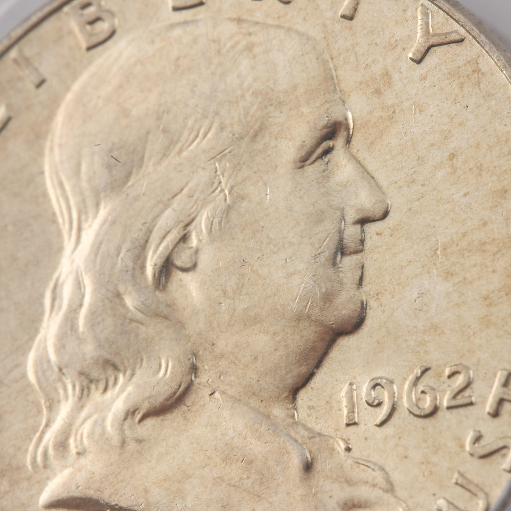 Graded MS 63 (by PCGS) Silver 1962 Franklin Half Dollar