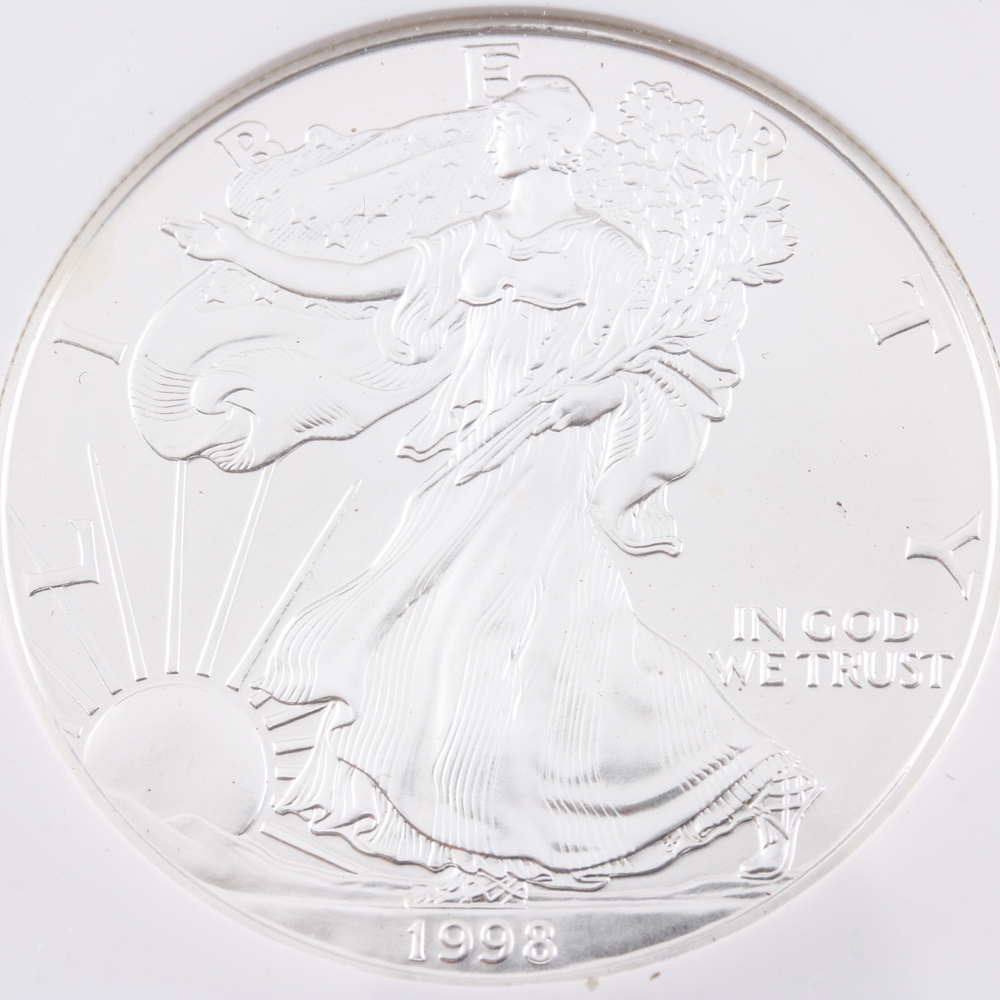 Graded MS 69 (by NGC) 1998 Silver Eagle Dollar