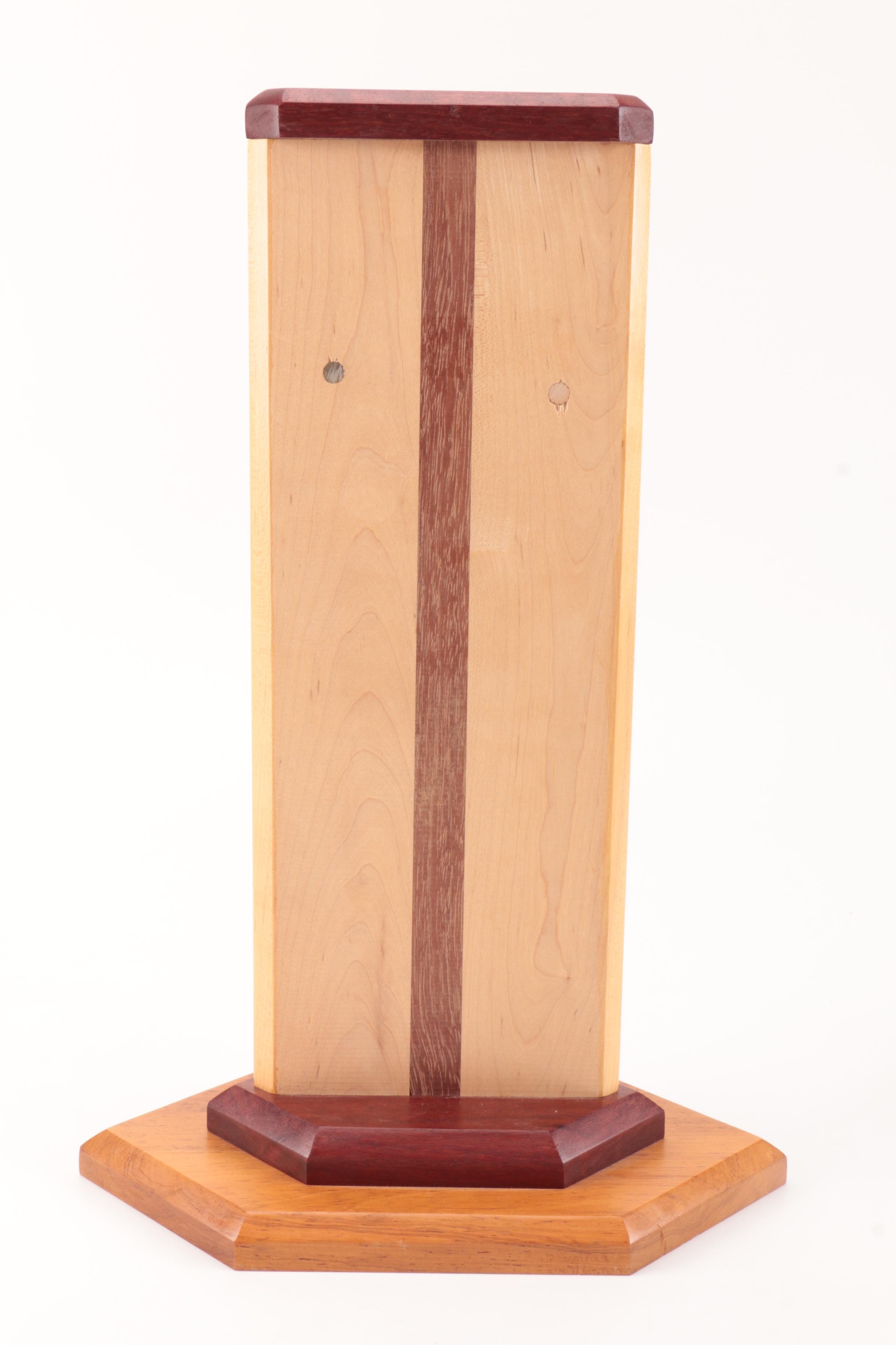 Art Glass Vase on Wooden Display Stand