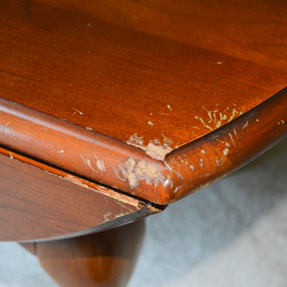 Queen Anne Style Cherry Veneer Drop Leaf Coffee Table