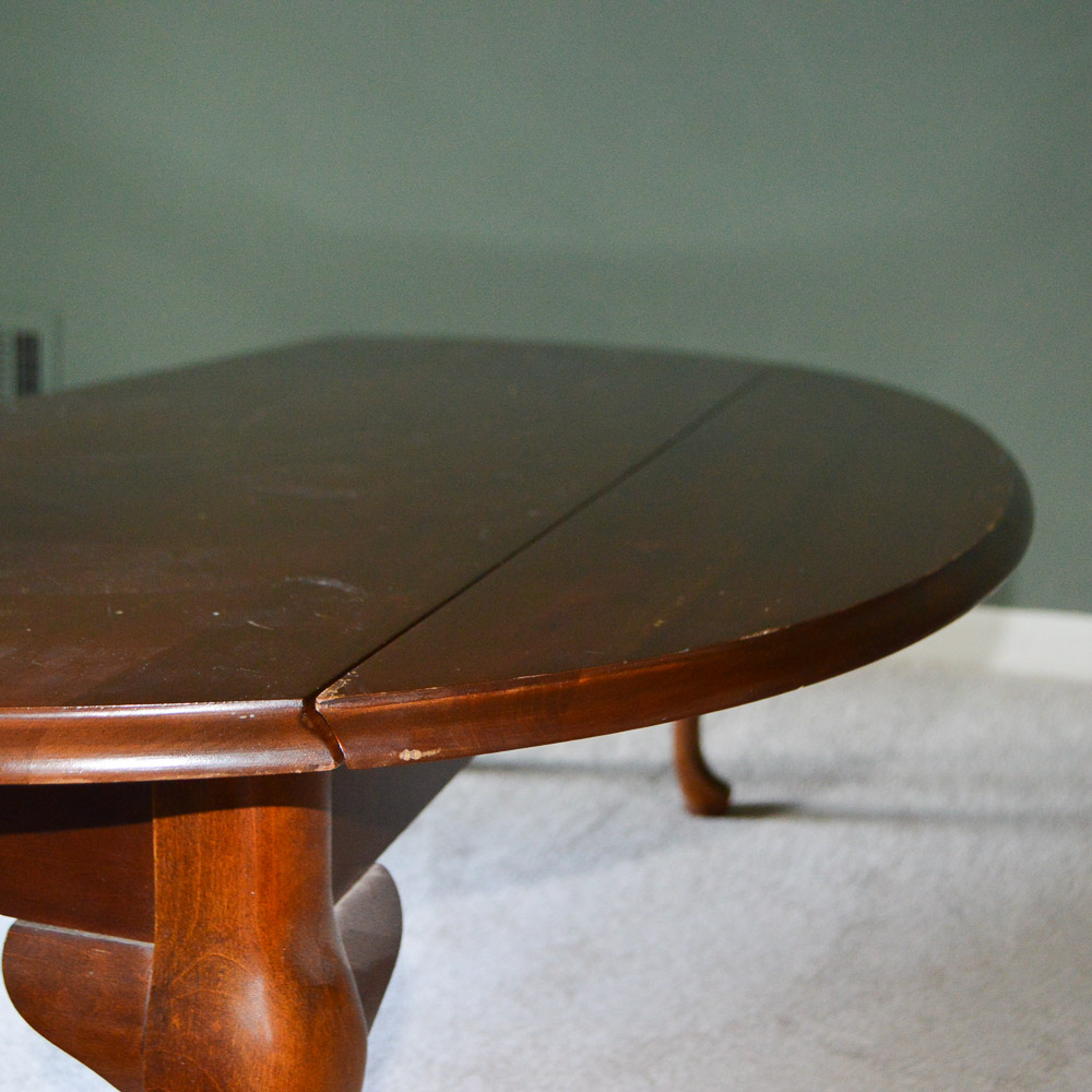 Queen Anne Style Cherry Veneer Drop Leaf Coffee Table