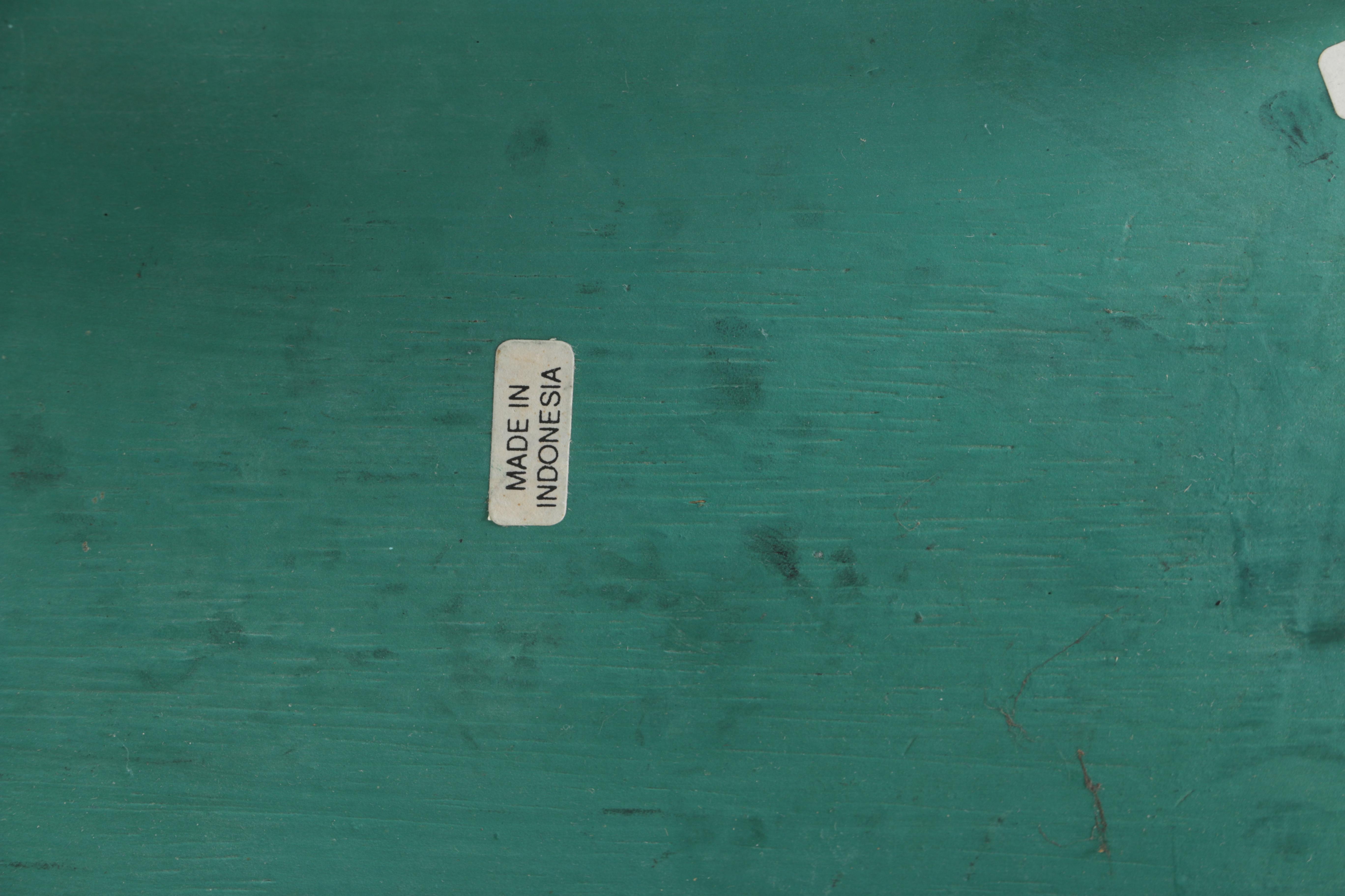 Indonesian Hand-Painted "Toad-Stool" with Winged Frog Figurine