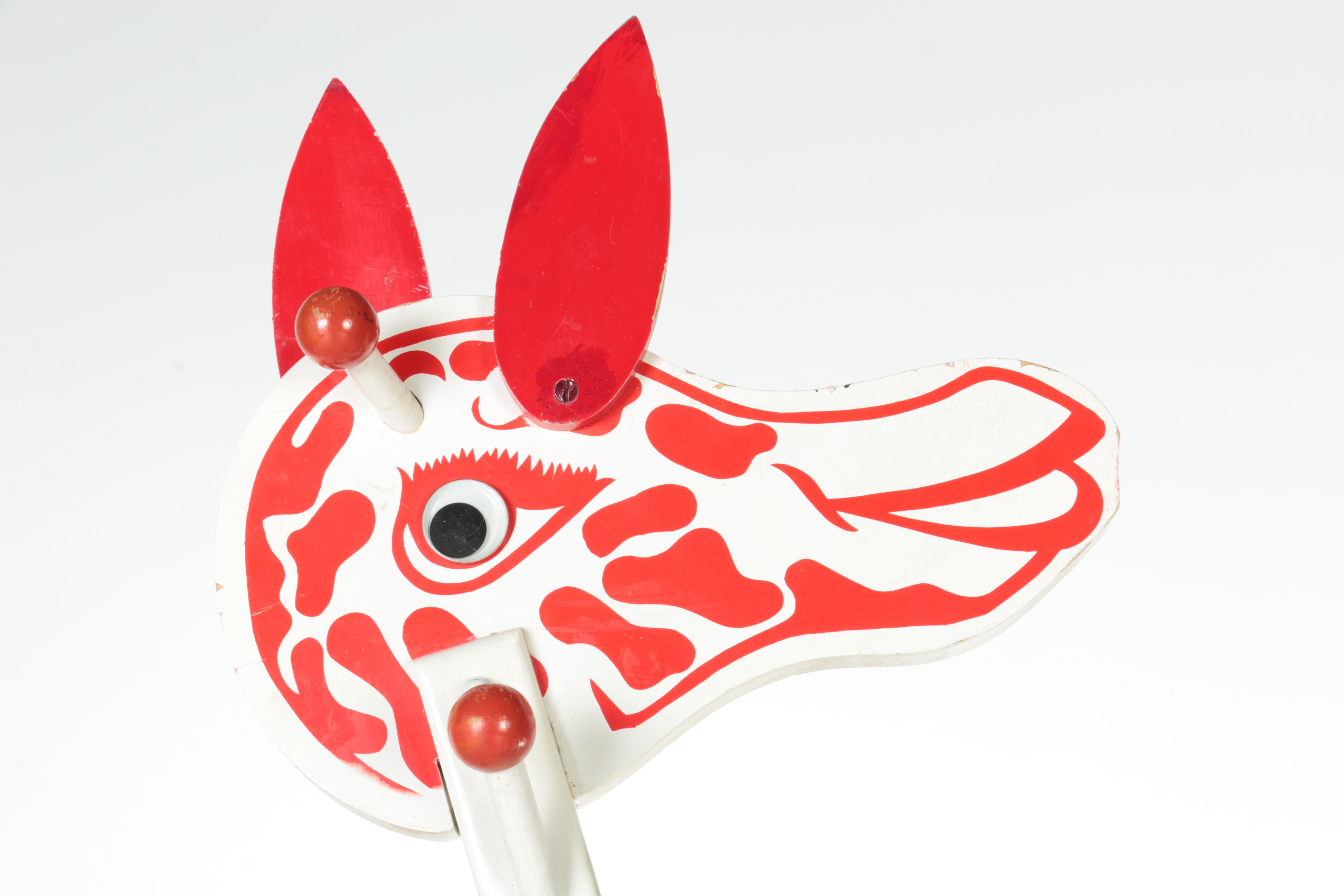 Red and White Giraffe Shaped Coat and Hat Rack for Children