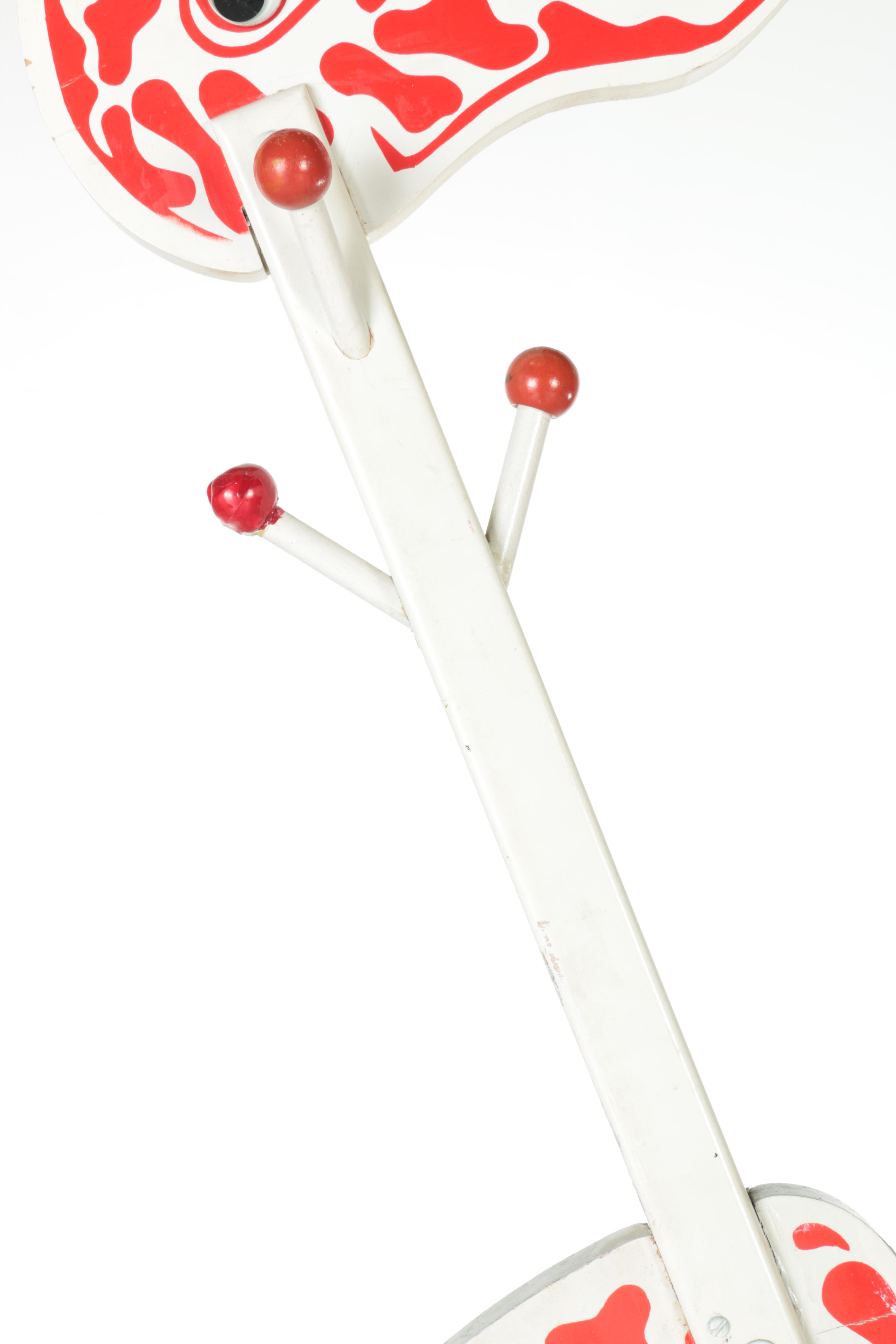 Red and White Giraffe Shaped Coat and Hat Rack for Children