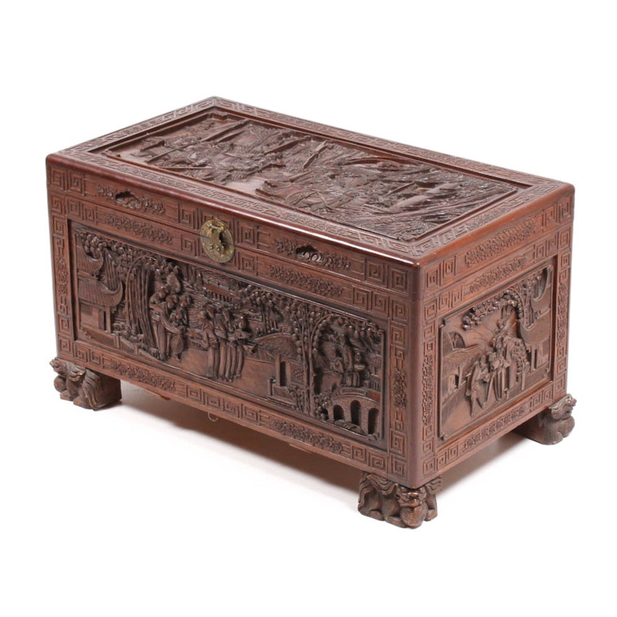 Hand-Carved Chinese Camphor Lined Chest