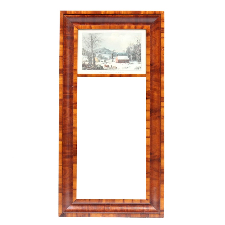 Currier and Ives Flame Mahogany Wall Mirror