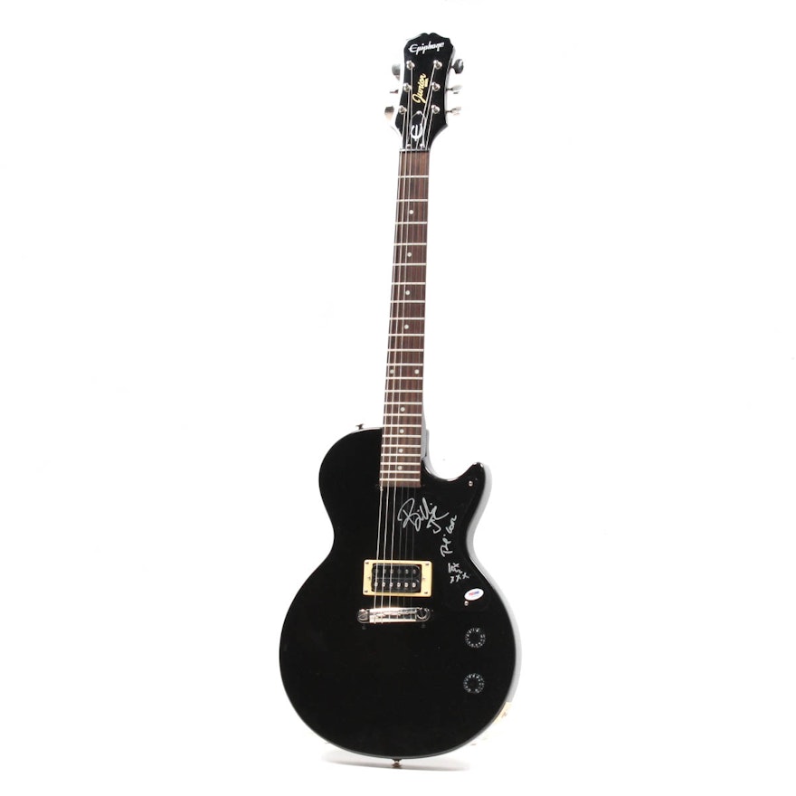 Green Day Autographed Epiphone Les Paul Junior Guitar