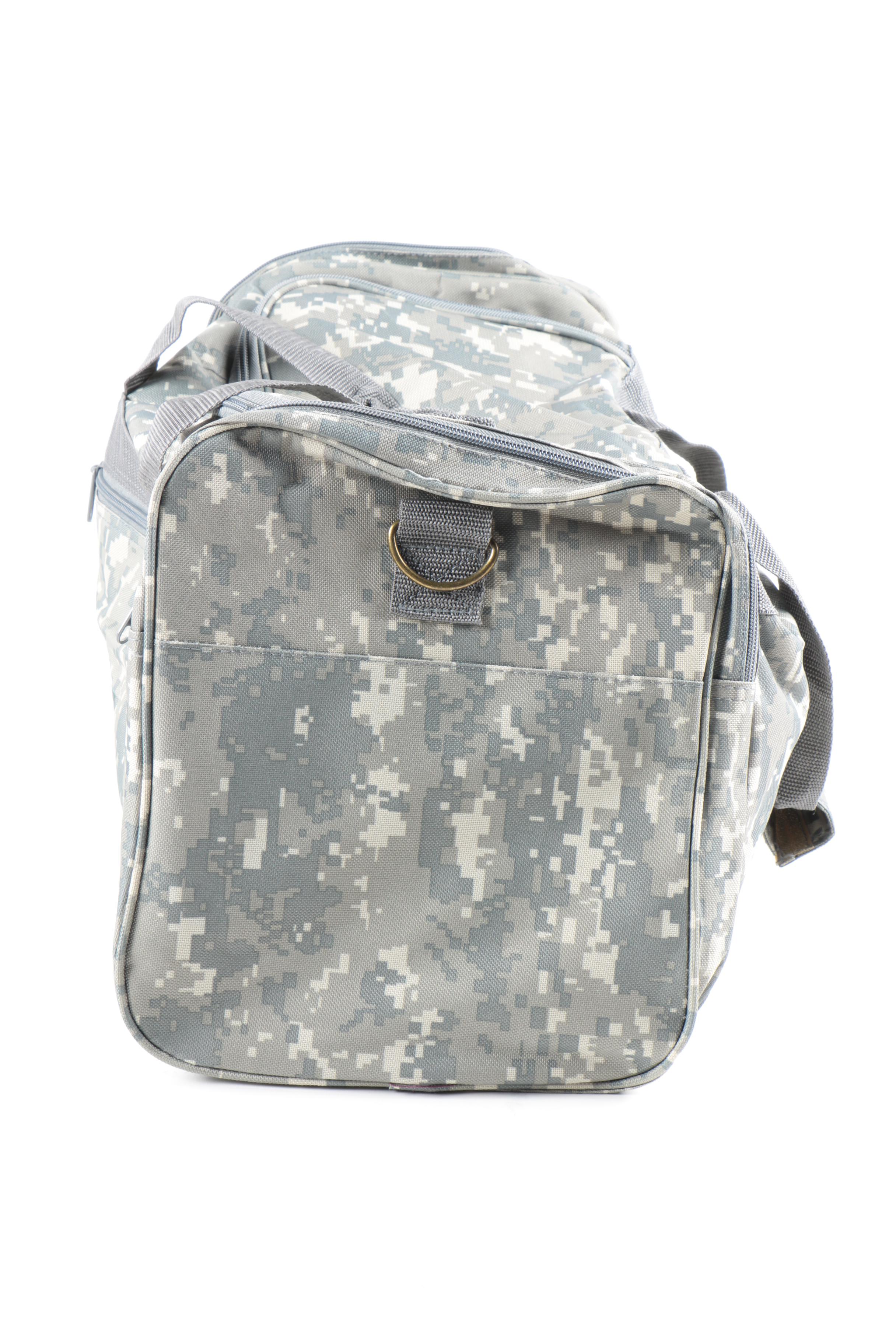 Camouflage Hat and NRA Duffel Bag