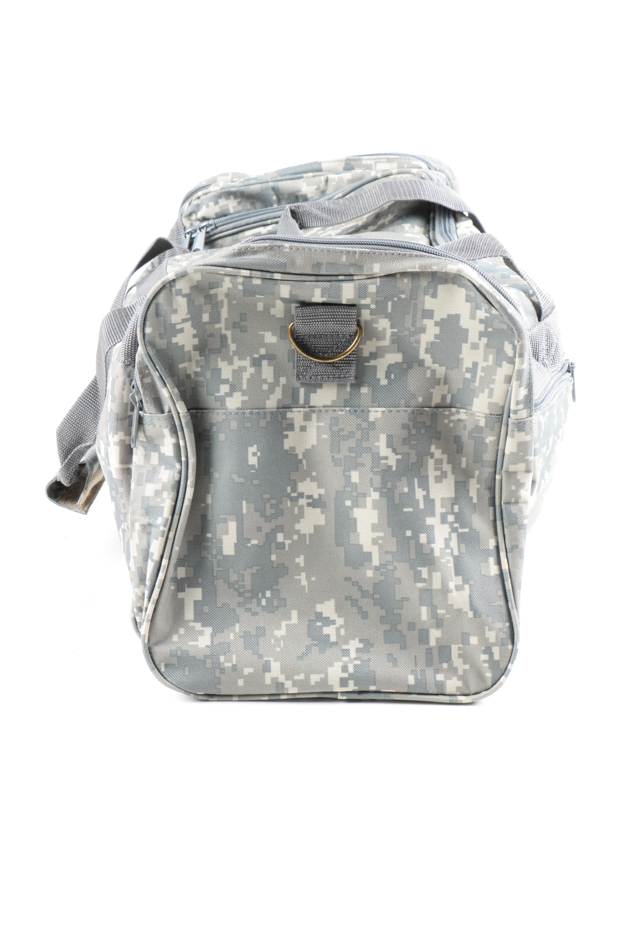 Camouflage Hat and NRA Duffel Bag