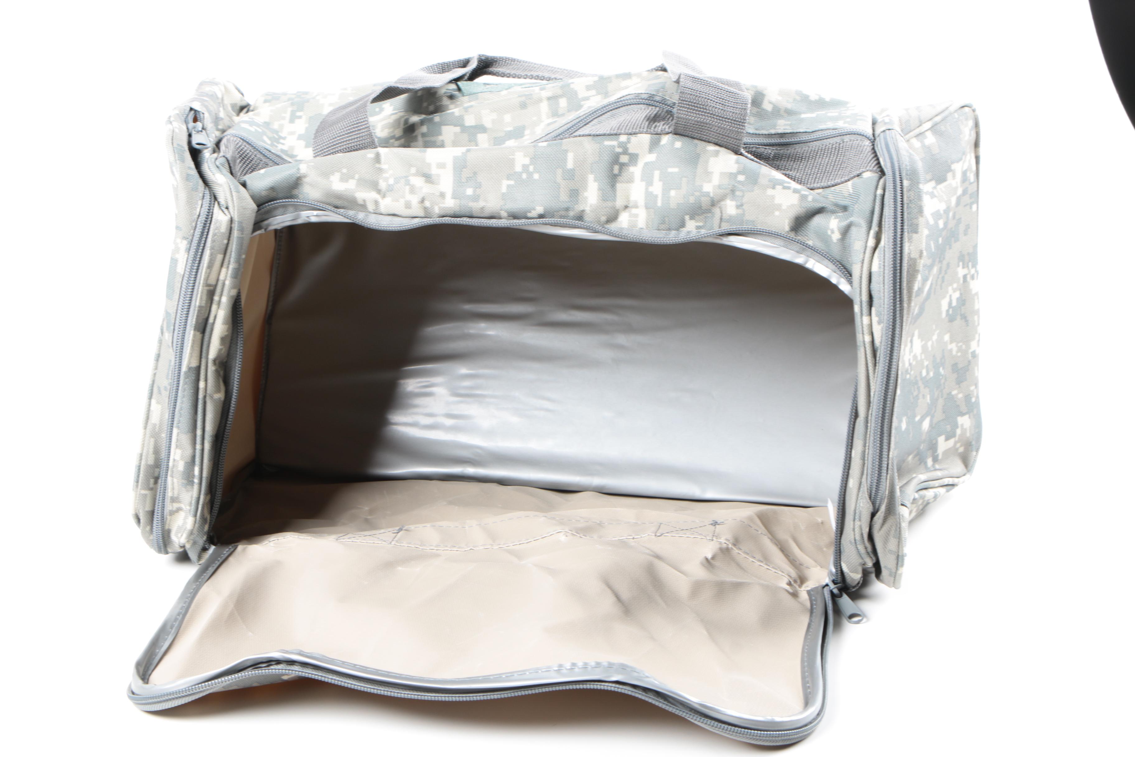 Camouflage Hat and NRA Duffel Bag