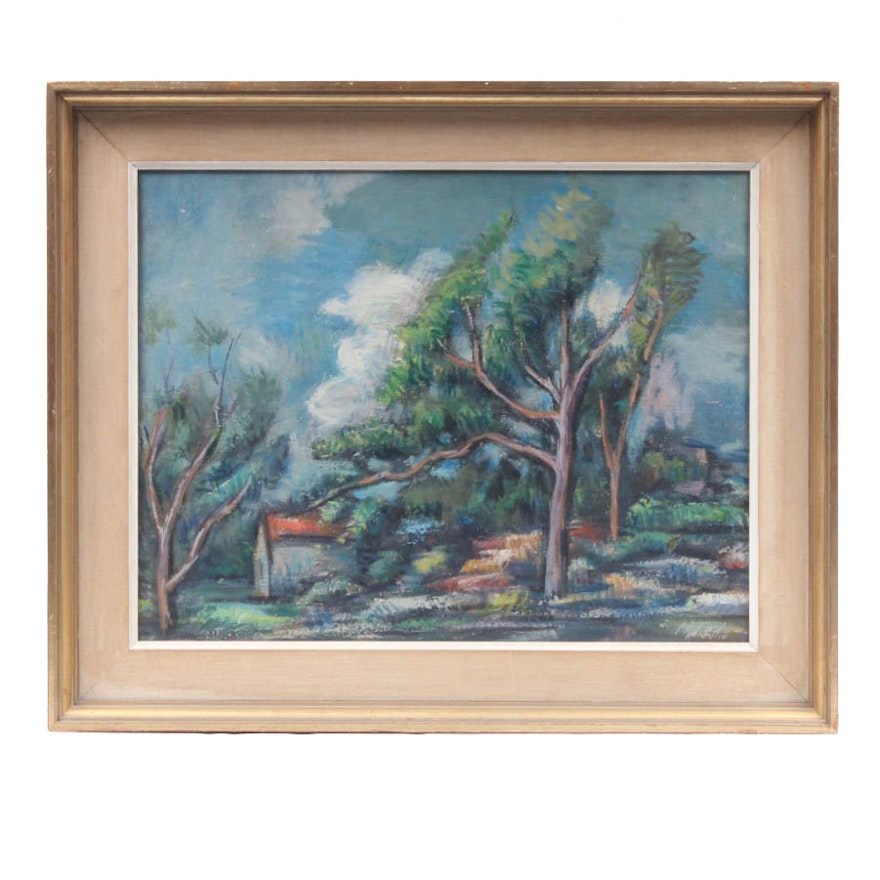 Abraham Harriton Oil Painting "Landscape With White Cloud"