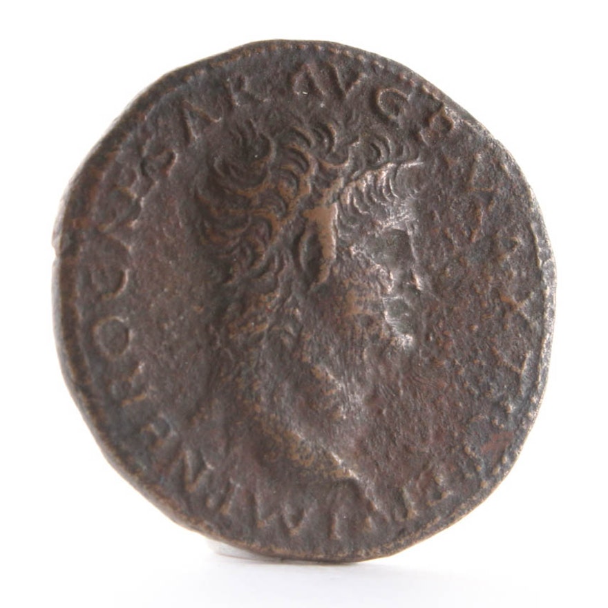 Ancient Roman Bronze Coin of Nero, c. 54 - 68 A.D.