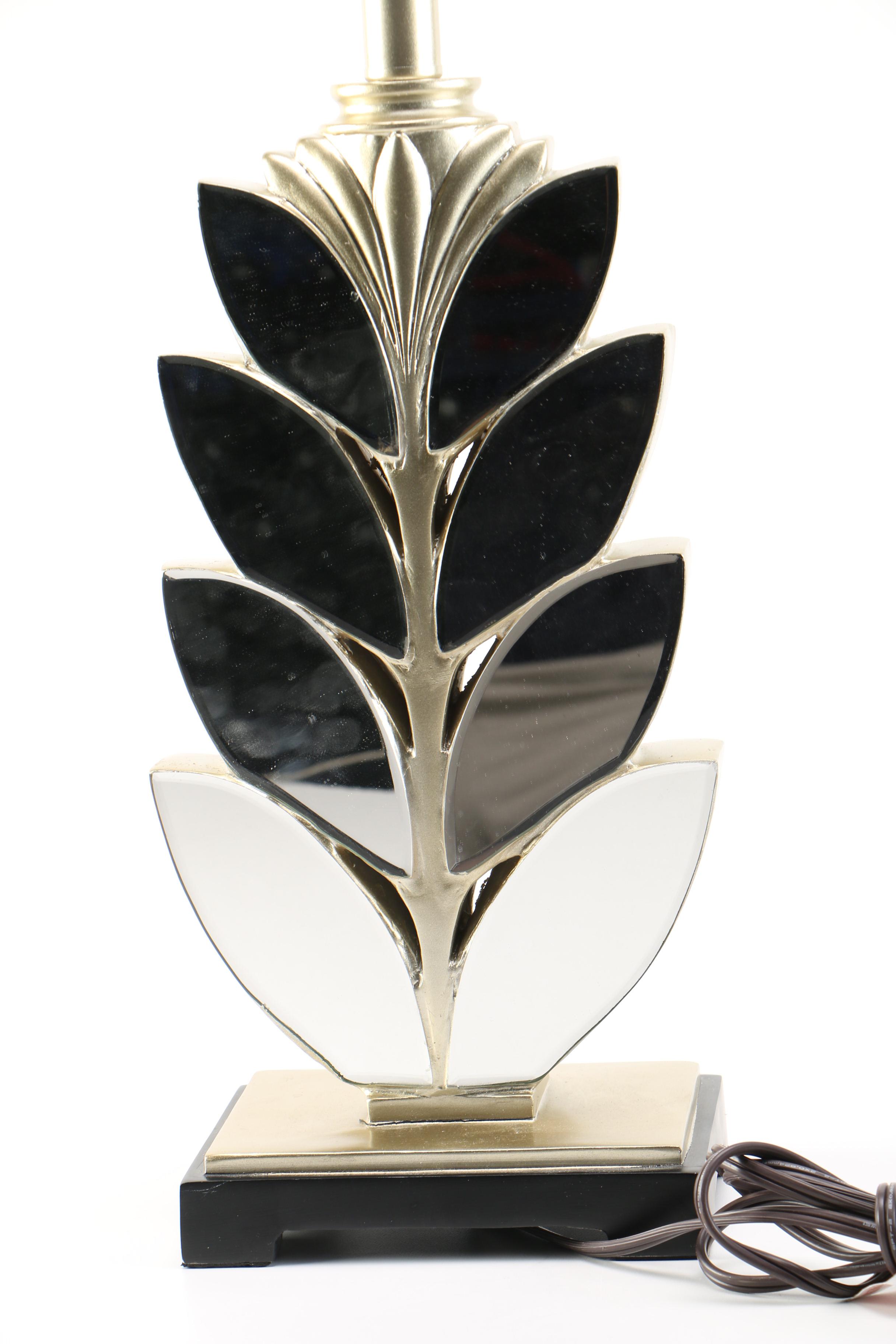 Gold Tone Leaf Table Lamp