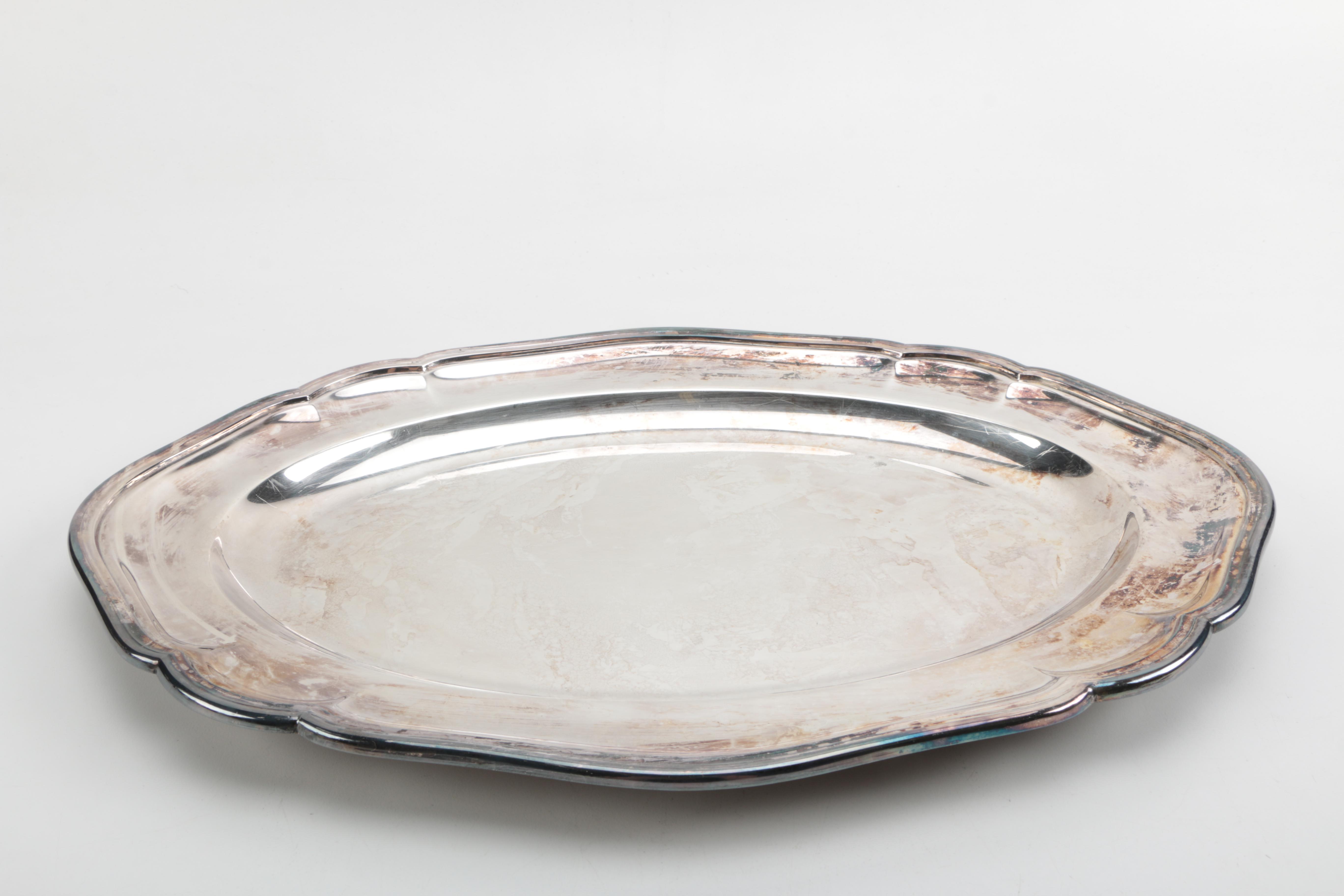 Ellis-Barker Silver Plate Oval Tray and Crown Silver Co. Silver Plate Vegetable Dish