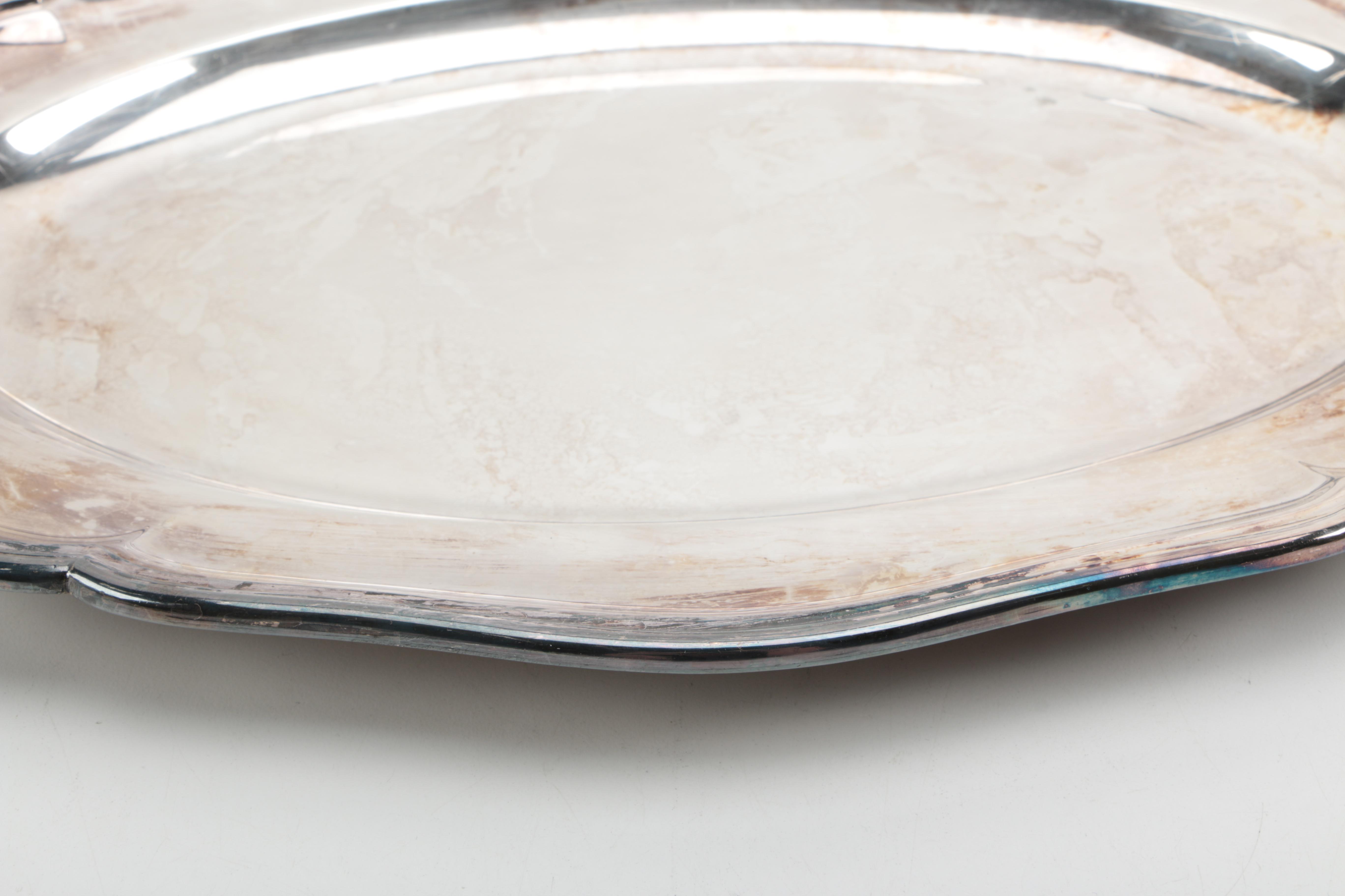 Ellis-Barker Silver Plate Oval Tray and Crown Silver Co. Silver Plate Vegetable Dish