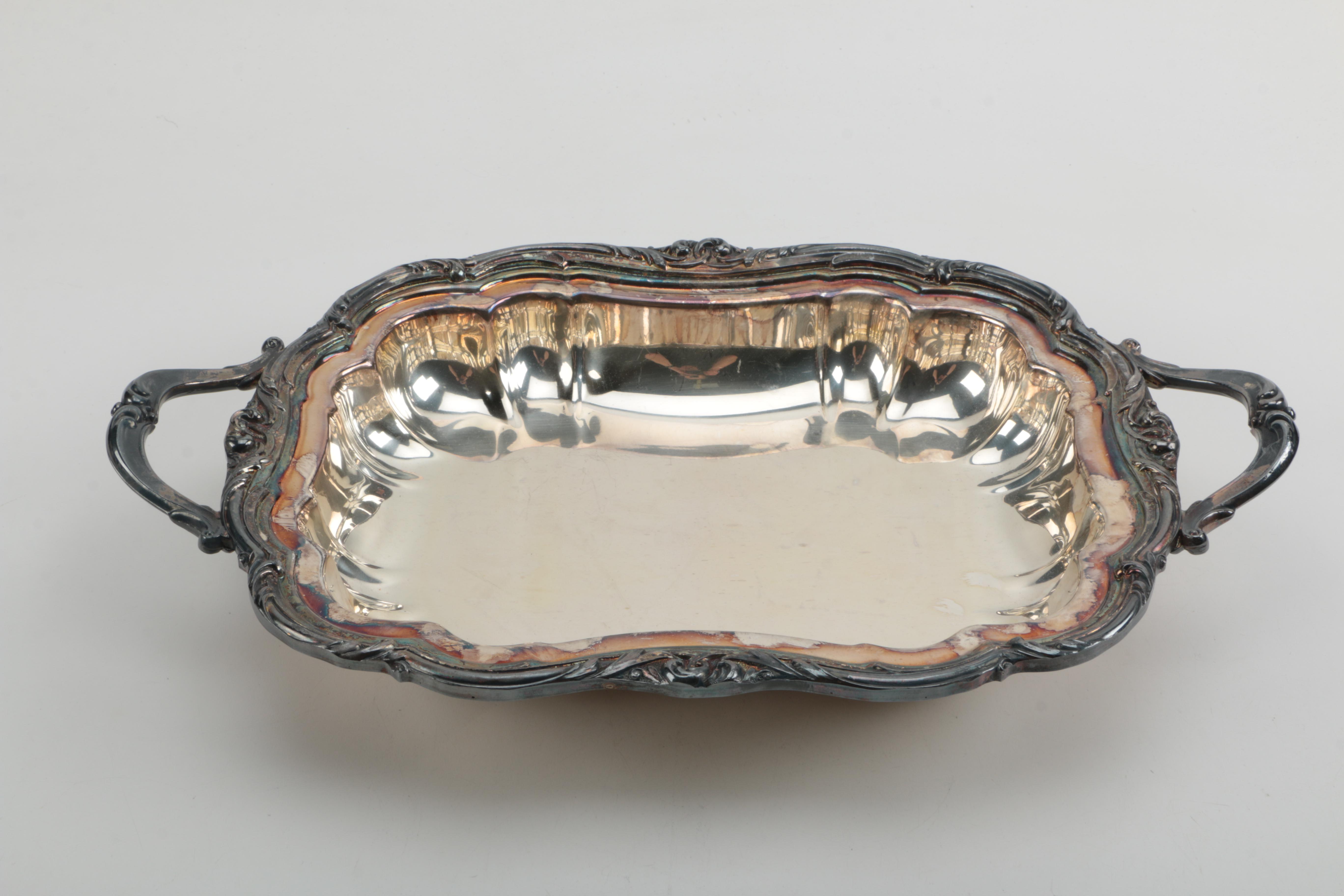 Ellis-Barker Silver Plate Oval Tray and Crown Silver Co. Silver Plate Vegetable Dish