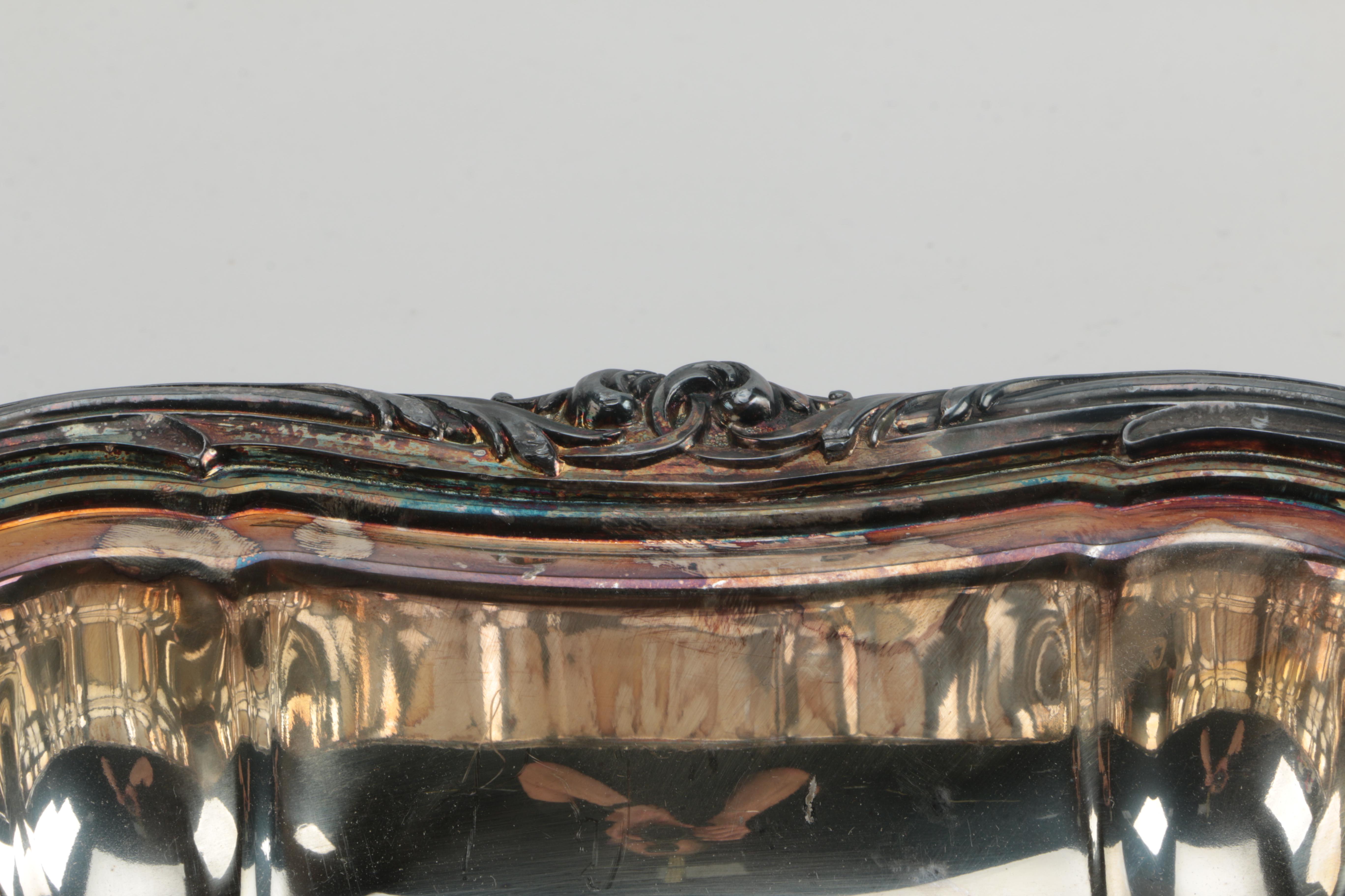 Ellis-Barker Silver Plate Oval Tray and Crown Silver Co. Silver Plate Vegetable Dish